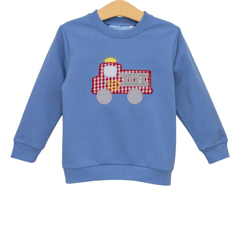 Trotter Street Kids French Terry Pullover- Firetruck