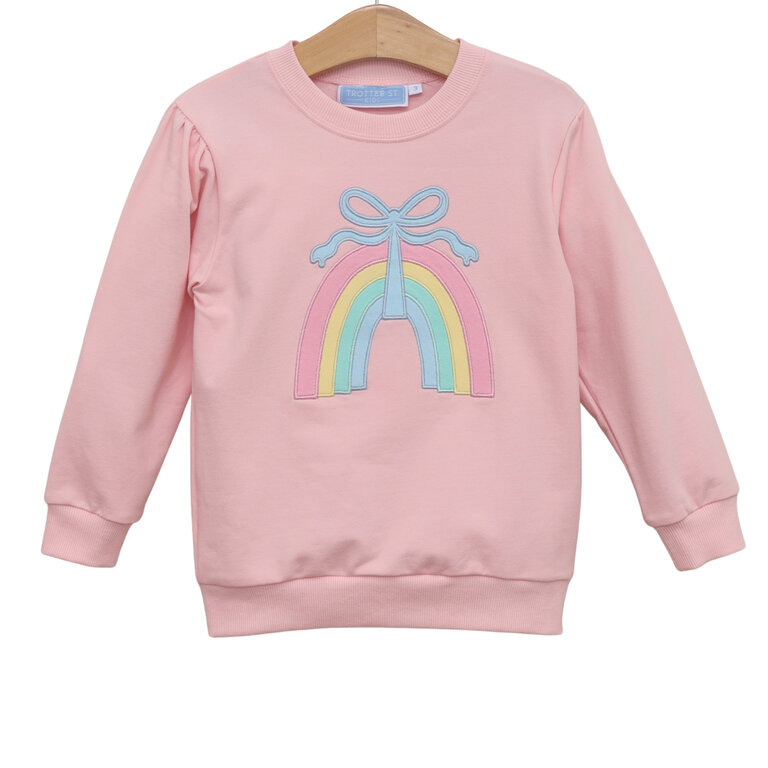 Trotter Street Kids French Terry Pullover- Pink Rainbow