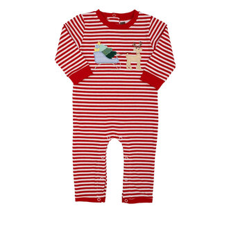 Banana Split Christmas Sleigh Red Stripe Romper Banana Split Christmas Sleigh Red Stripe Romper