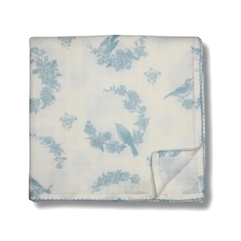 Little Threads Little Blue Bird Muslin Blanket