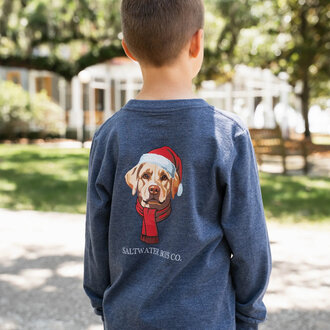 Saltwater Boys Company Christmas Lab Tee Heather Blue