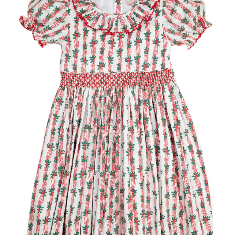 Smockingbird Christmas Ribbons Smocked Dress