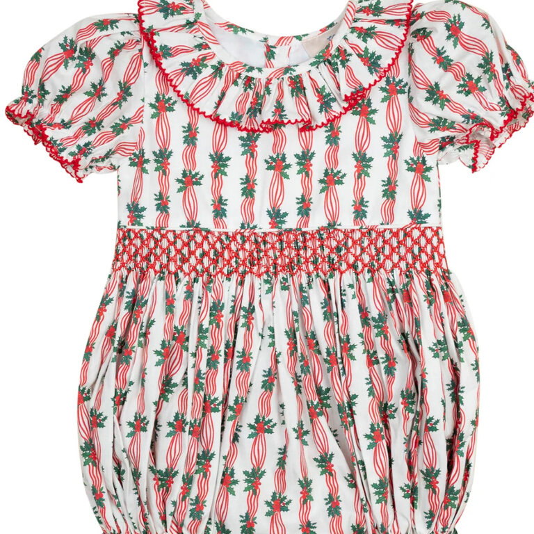 Smockingbird Christmas Ribbons Smocked Bubble