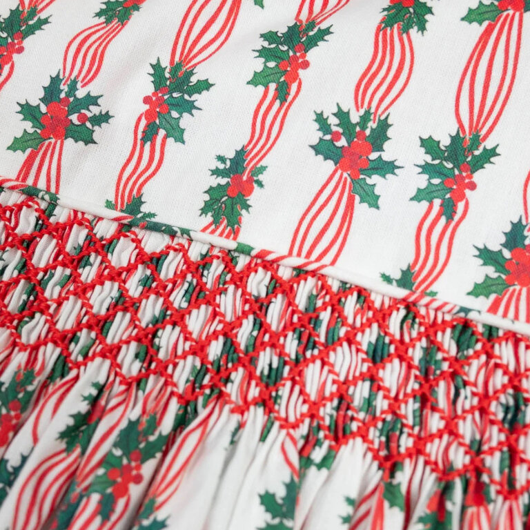 Smockingbird Christmas Ribbons Smocked Bubble
