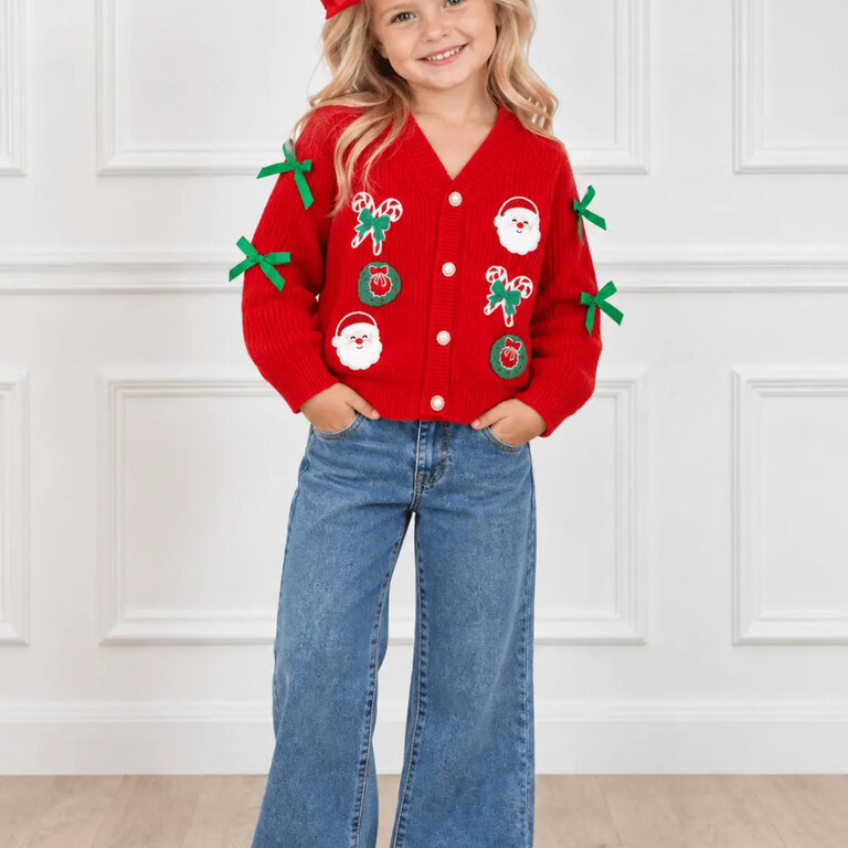 The Hair Bow Co. Christmas Character Girls Cardigan Sweater