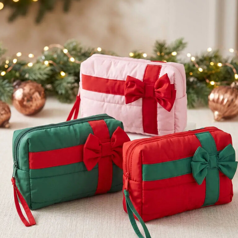 Joia Accessories Bow Accent Gift Box Quilted Puffer Pouch