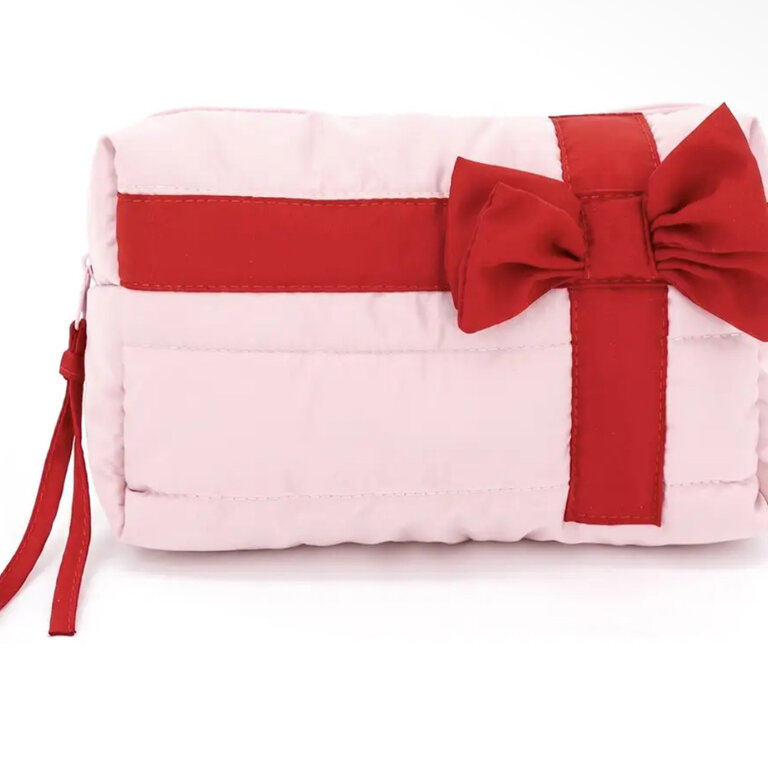 Joia Accessories Bow Accent Gift Box Quilted Puffer Pouch