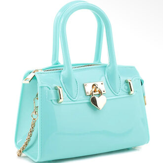 Joia Accessories Aqua Jelly Gloss Heart Lock Purse
