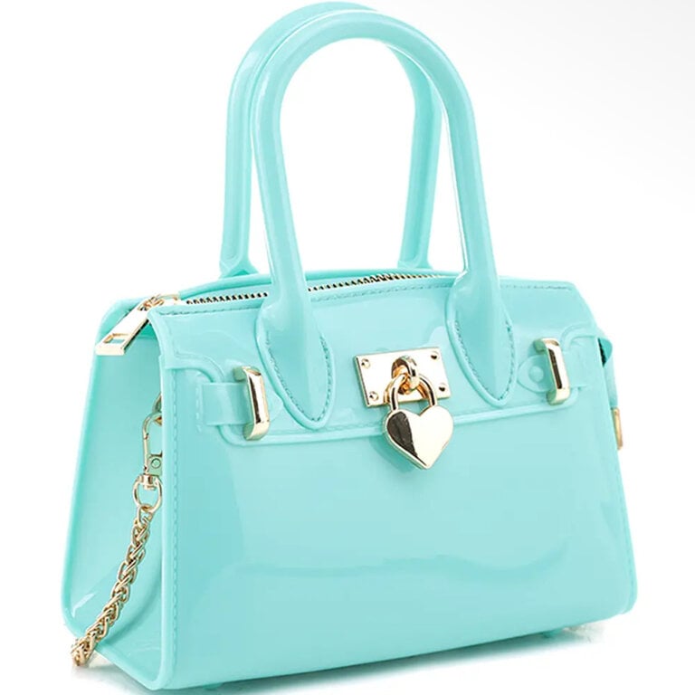 Joia Accessories Aqua Jelly Gloss Heart Lock Purse