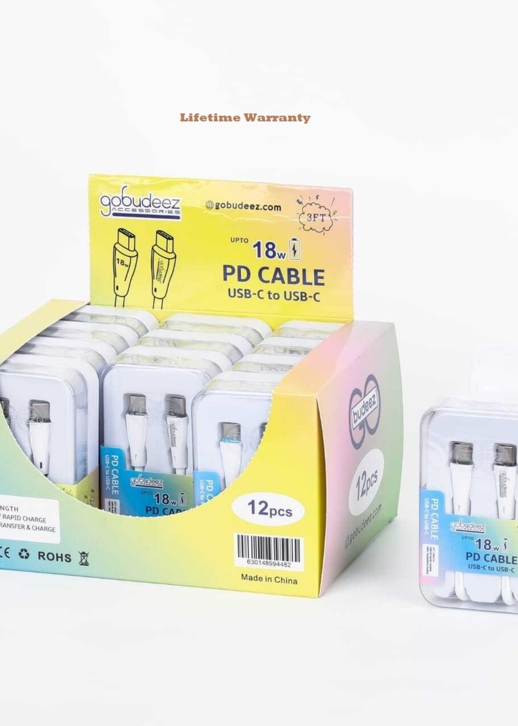 gobudeez GOBUDEEZ|18W PD Cable USB-C to USB-C| 1 Piece