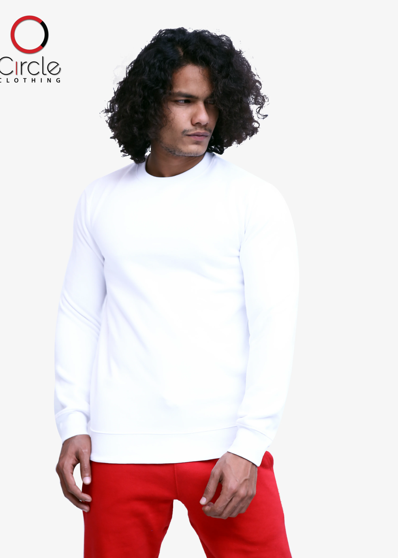 Unisex White Fleece Perfect Crewneck Sweatshirt 8.25  M