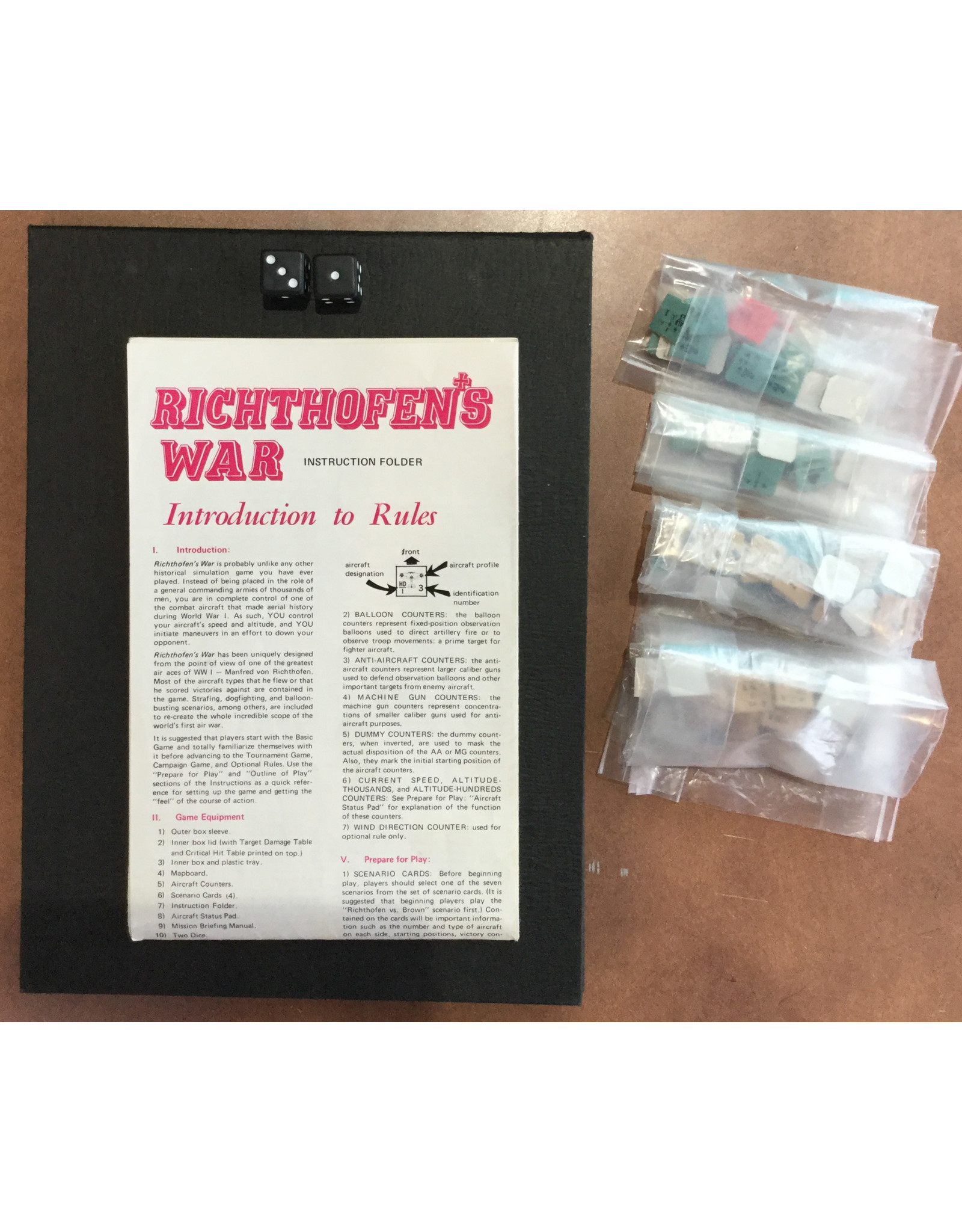 Avalon Hill Game Company Richthofen's War: The Air War 1916-1918 (1972) (used)
