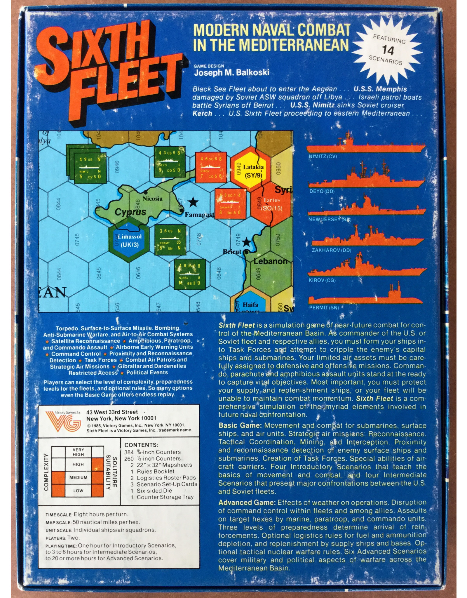 Victory Games Sixth Fleet: Modern Naval Combat in the Mediterranean (1985) (used)