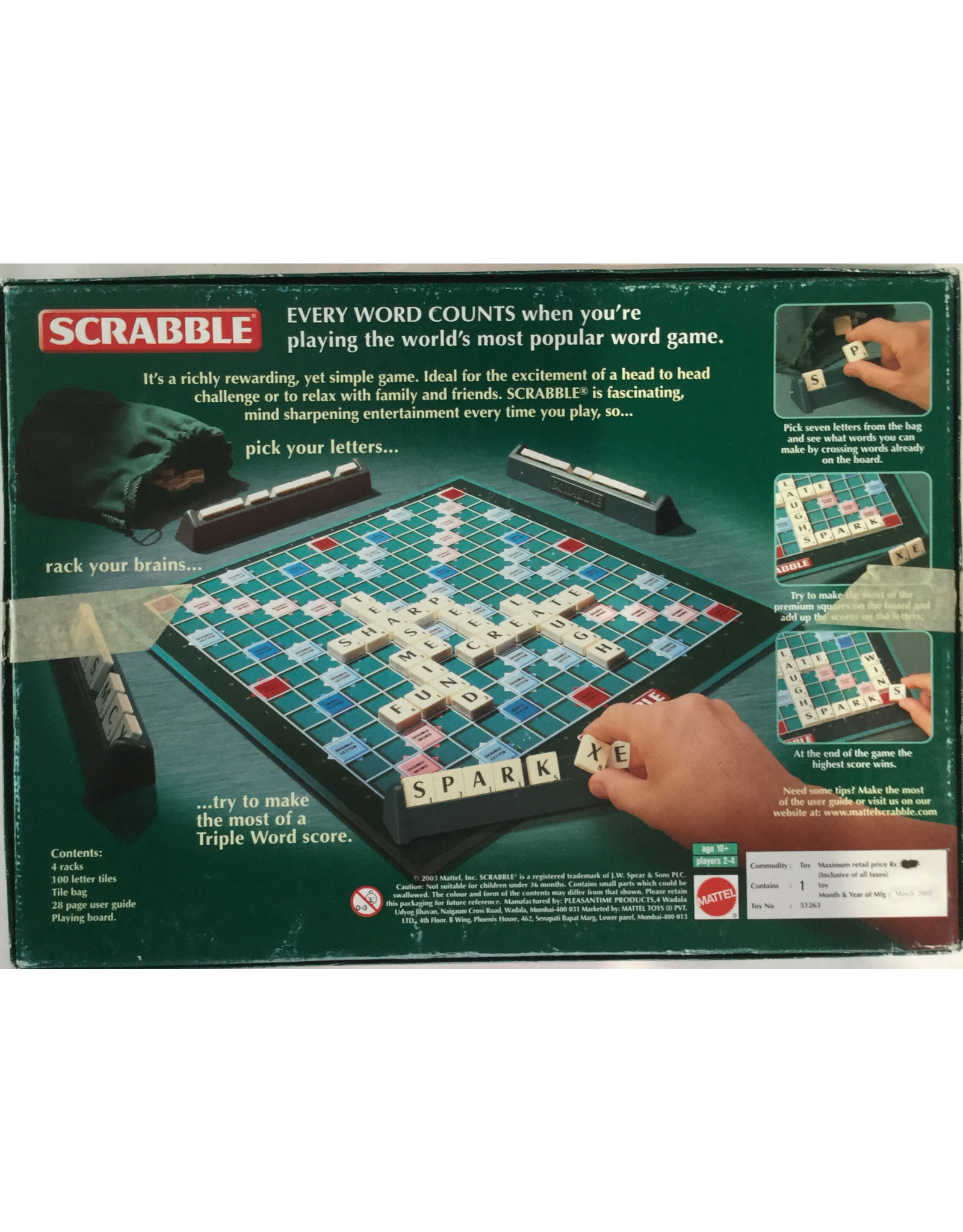 Mattel Scrabble (1948) (Scrabble Original) (Made in 2001) (used)