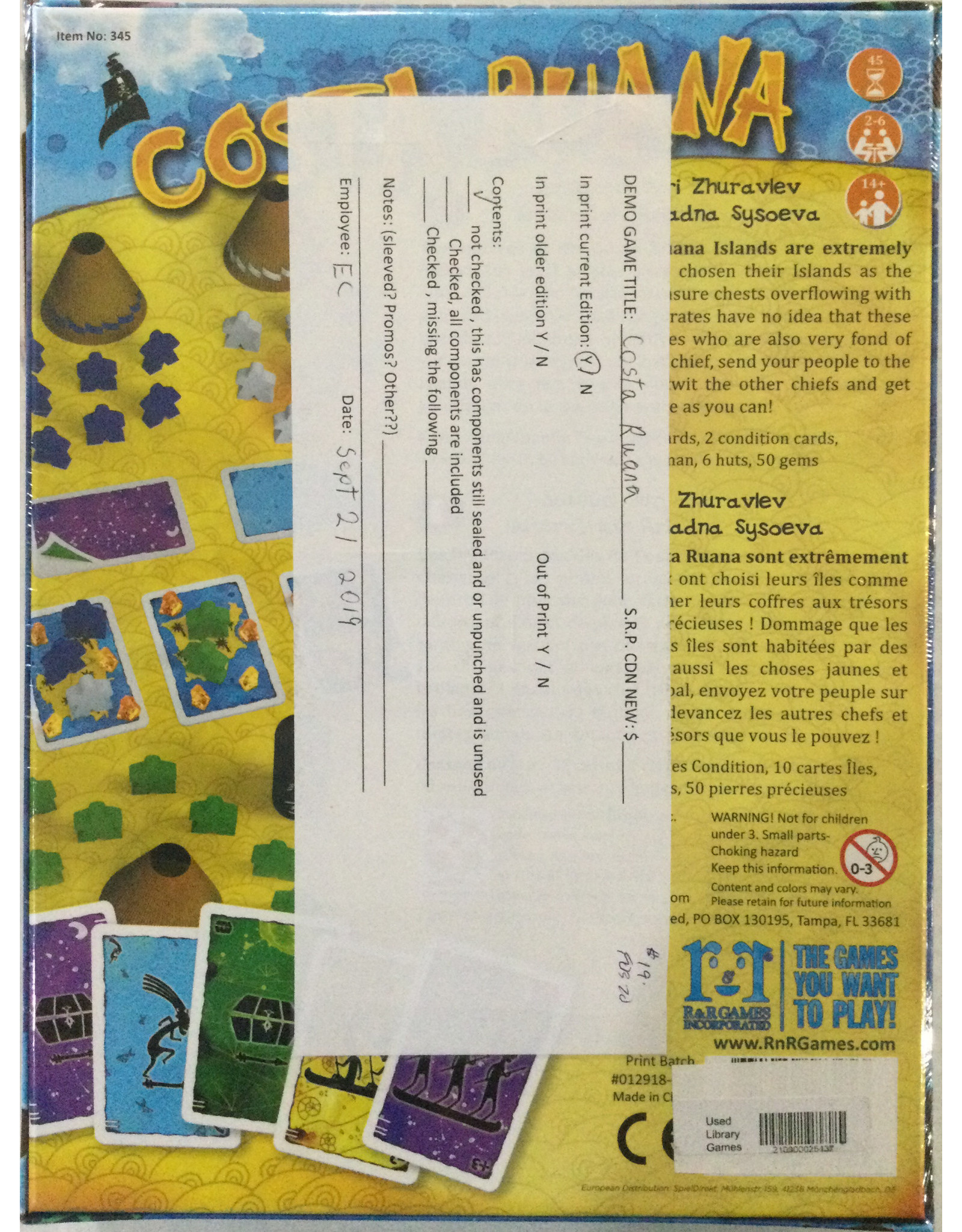 R &R Games Costa Ruana (2014) (made in 2018) (used)