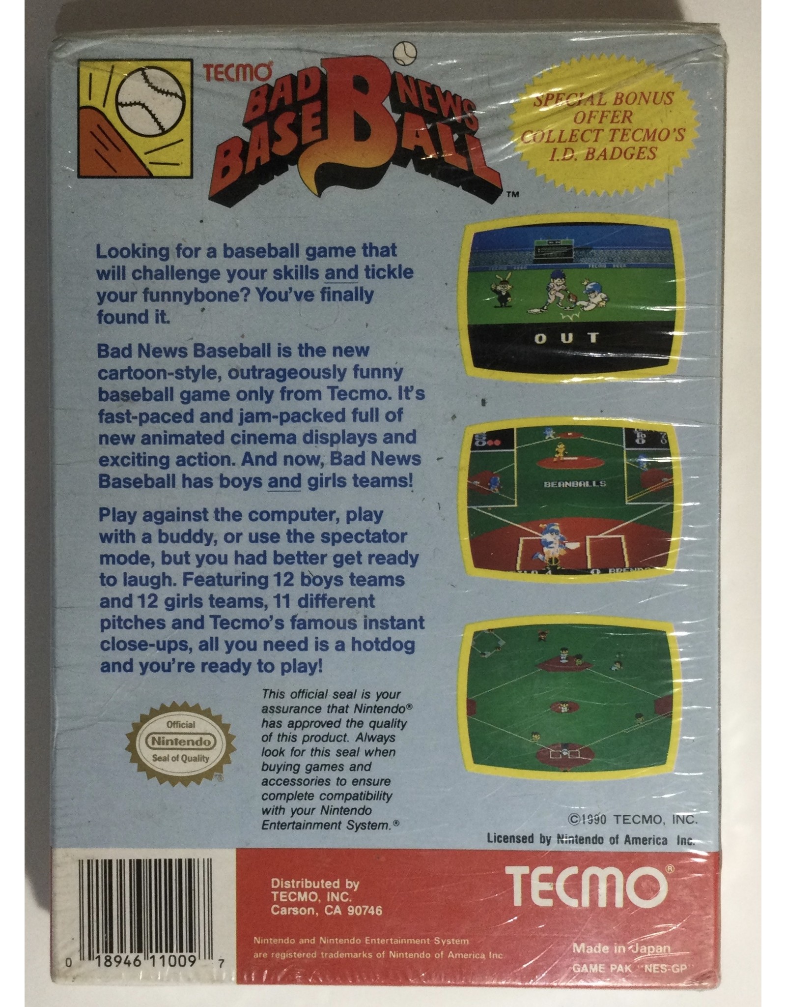 TECMO Bad News Baseball for Nintendo Entertainment system (NES)