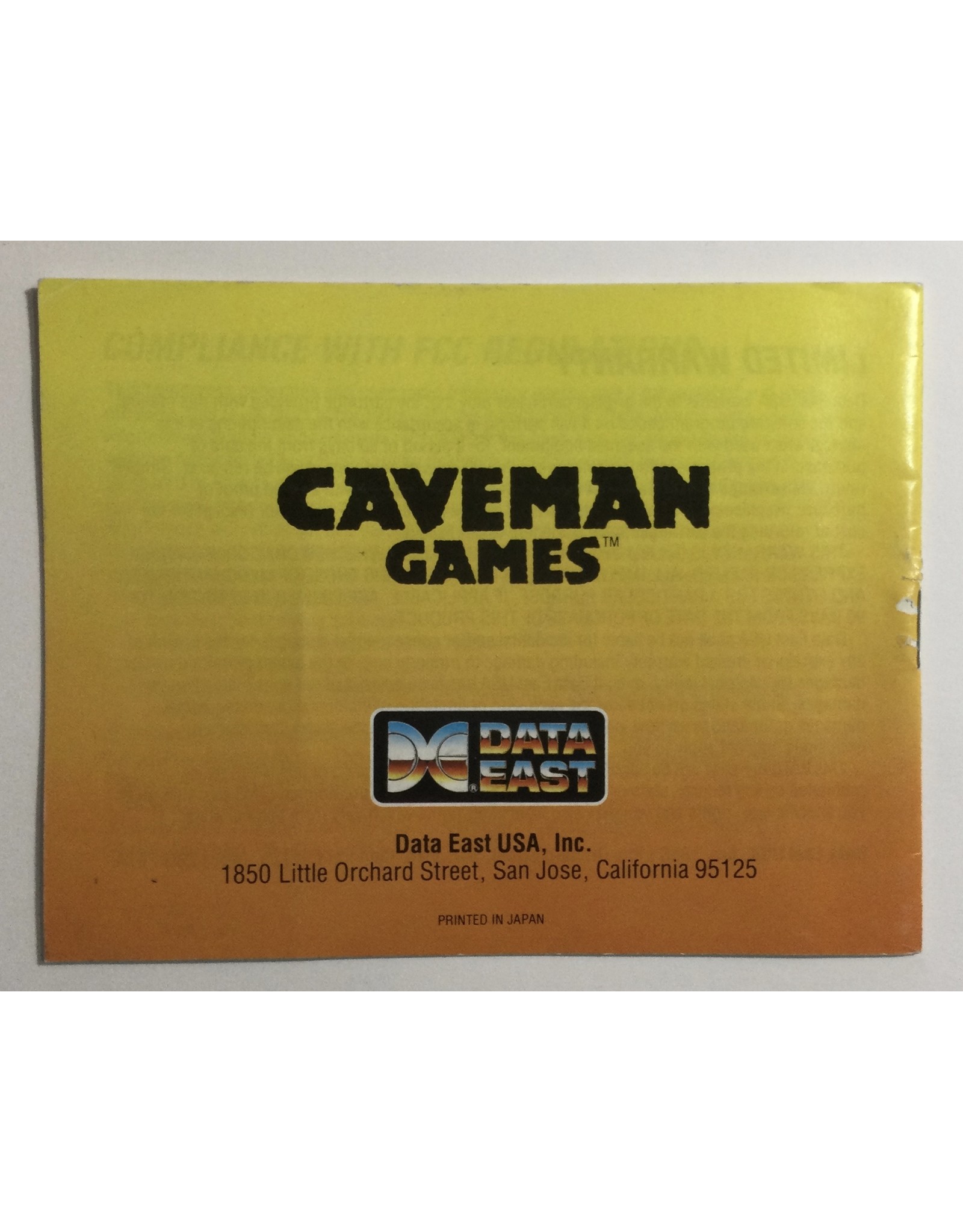 DATA EAST Caveman Games for Nintendo Entertainment system (NES) - CIB