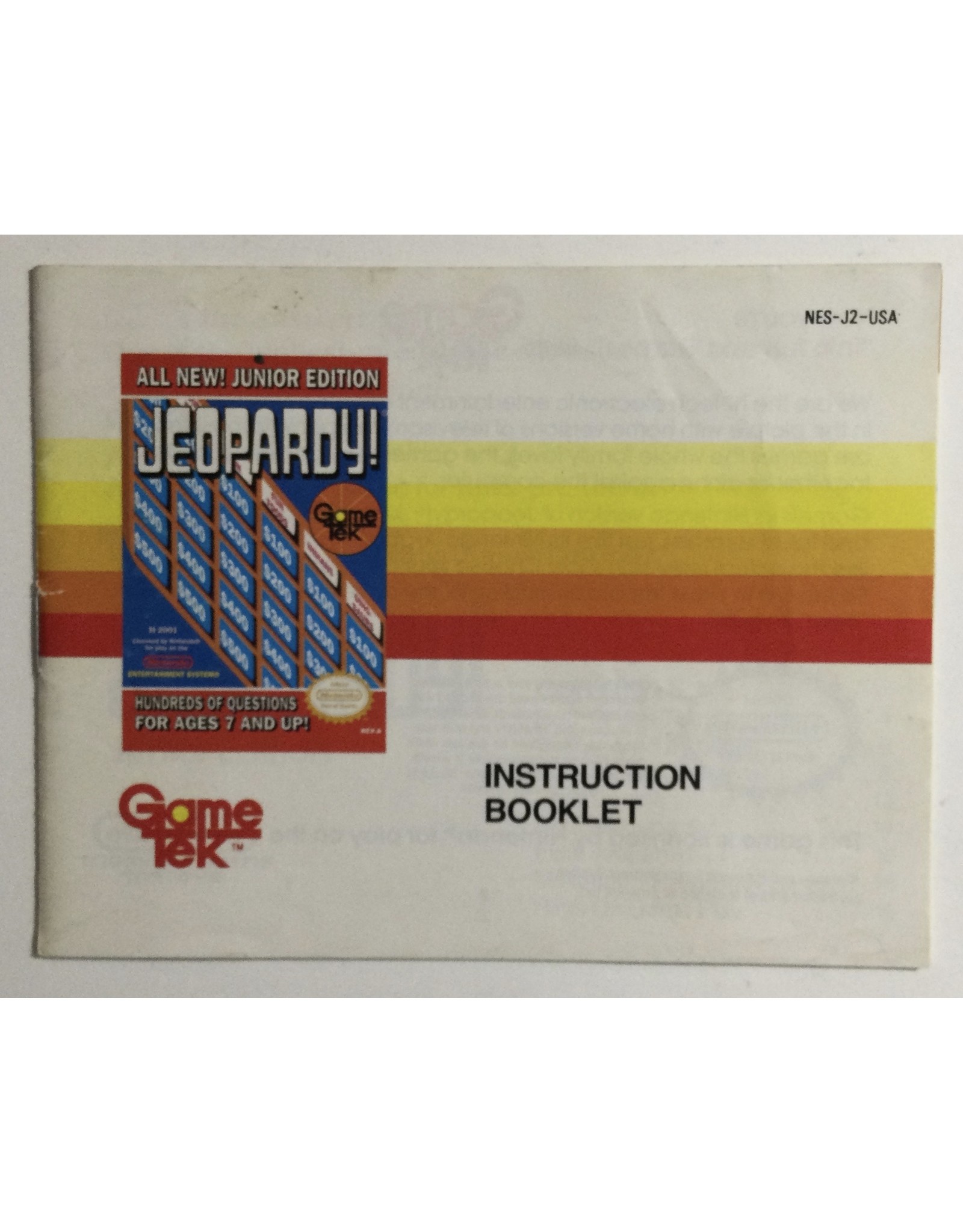 GAMETEK Jeopardy! Junior Edition for Nintendo Entertainment system (NES)