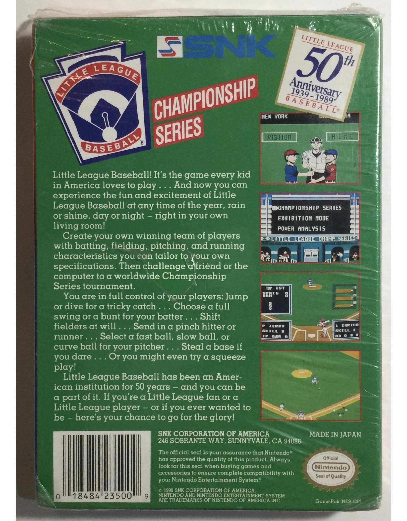 SNK Little League Baseball Championship Series for Nintendo Entertainment system (NES)