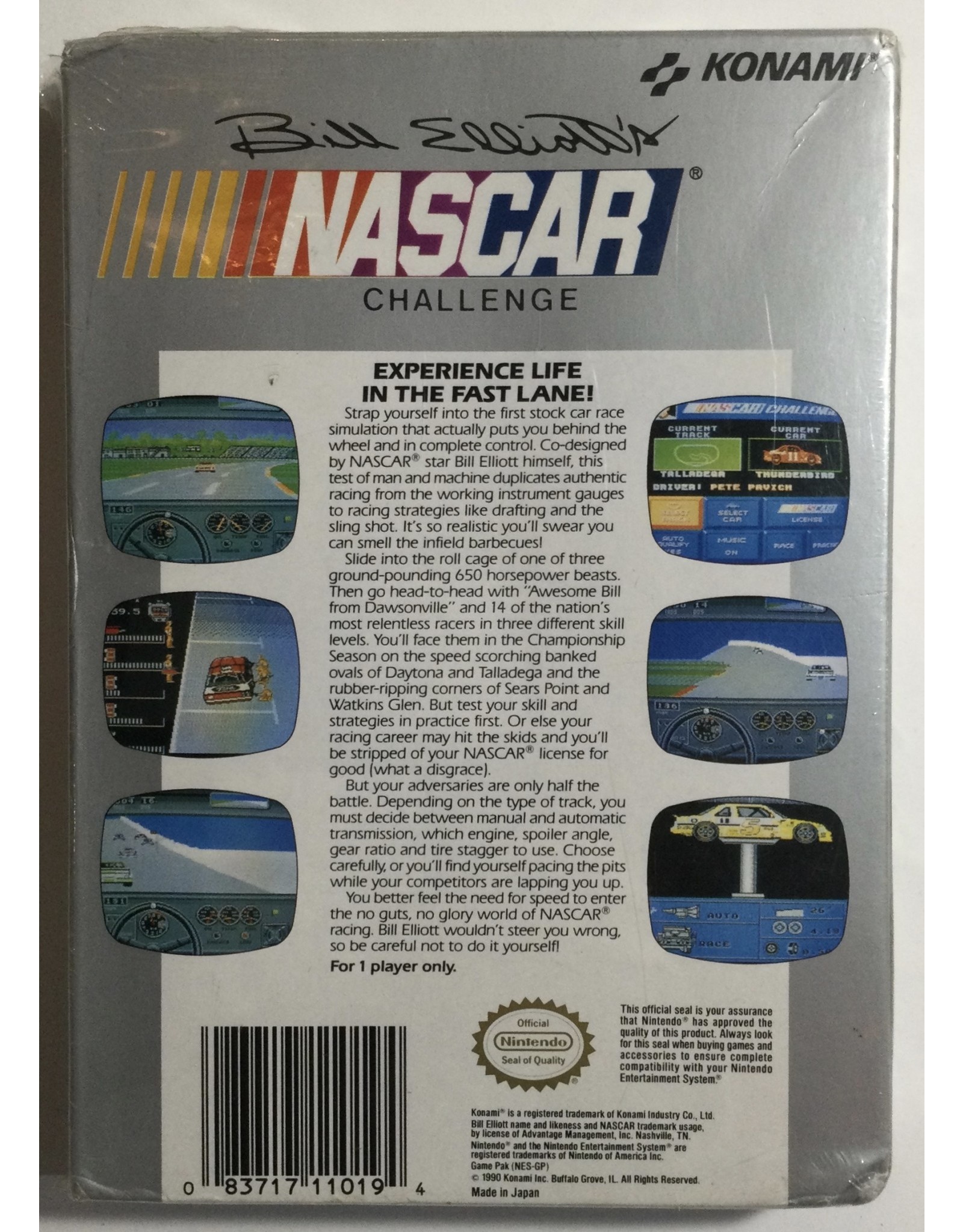 KONAMI Bill Elliot's NASCAR Challenge for Nintendo Entertainment system (NES)