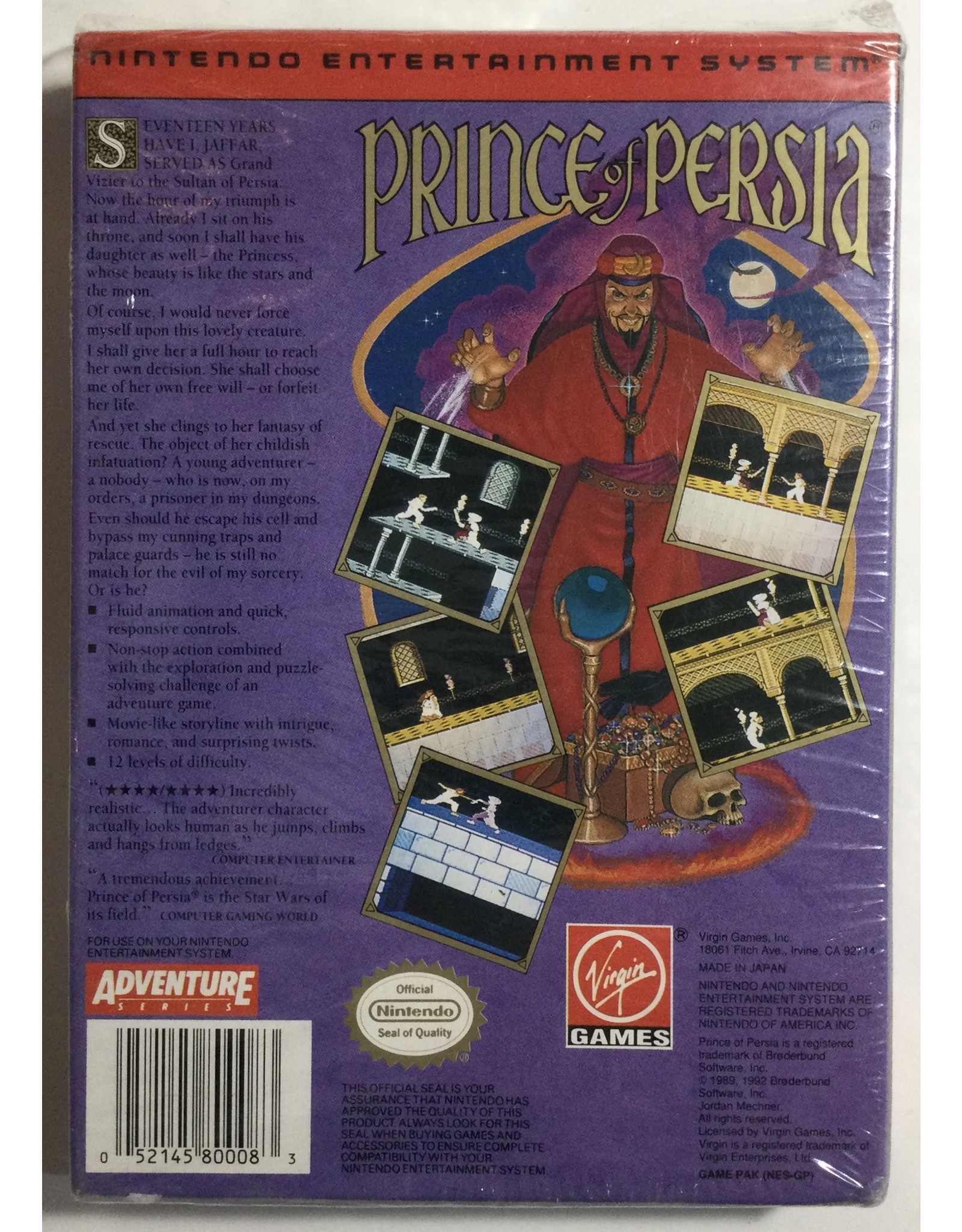 VIRGIN GAMES Prince of Persia for Nintendo Entertainment System (NES)