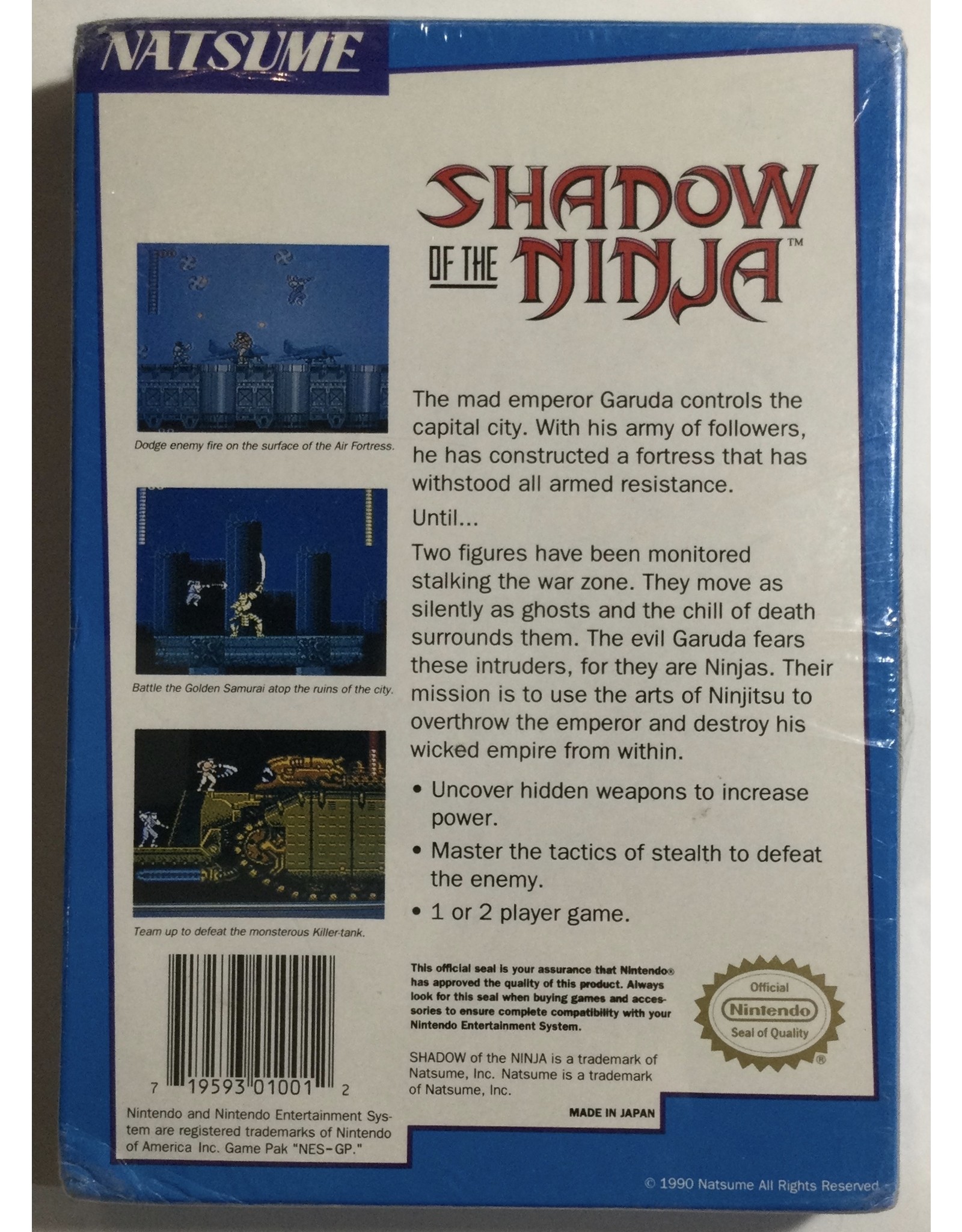 NATSUME Shadow of the Ninja for Nintendo Entertainment System (NES)