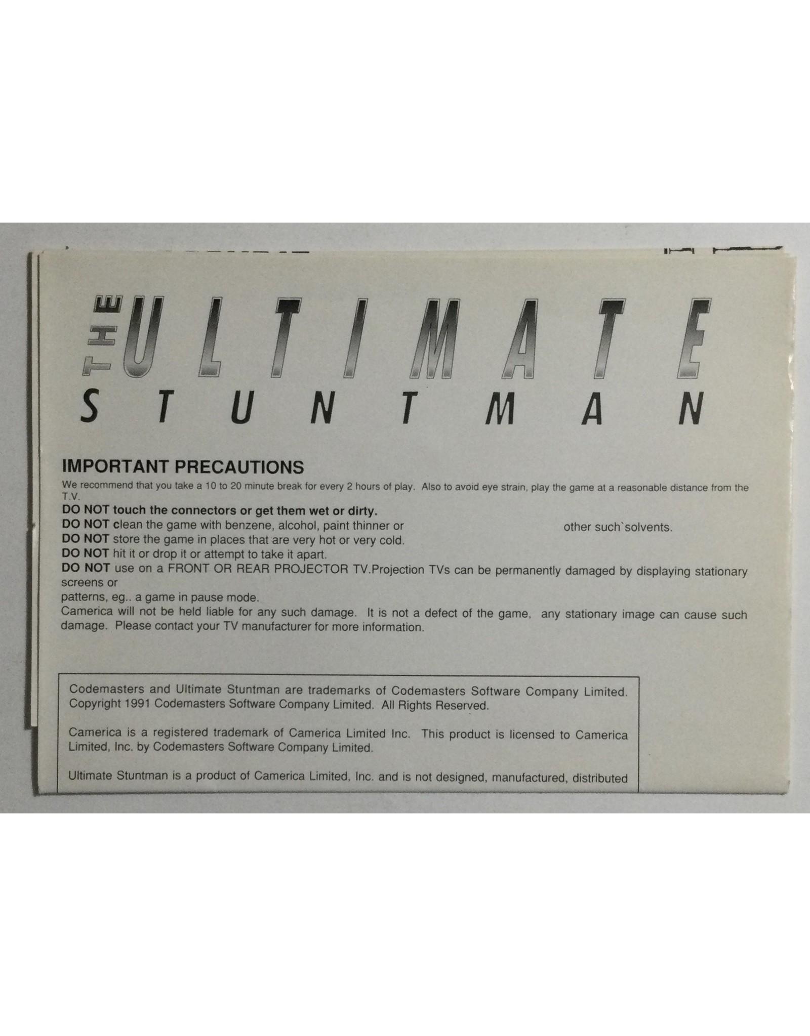 Camerica The Ultimate Stuntman for Nintendo Entertainment System (NES)