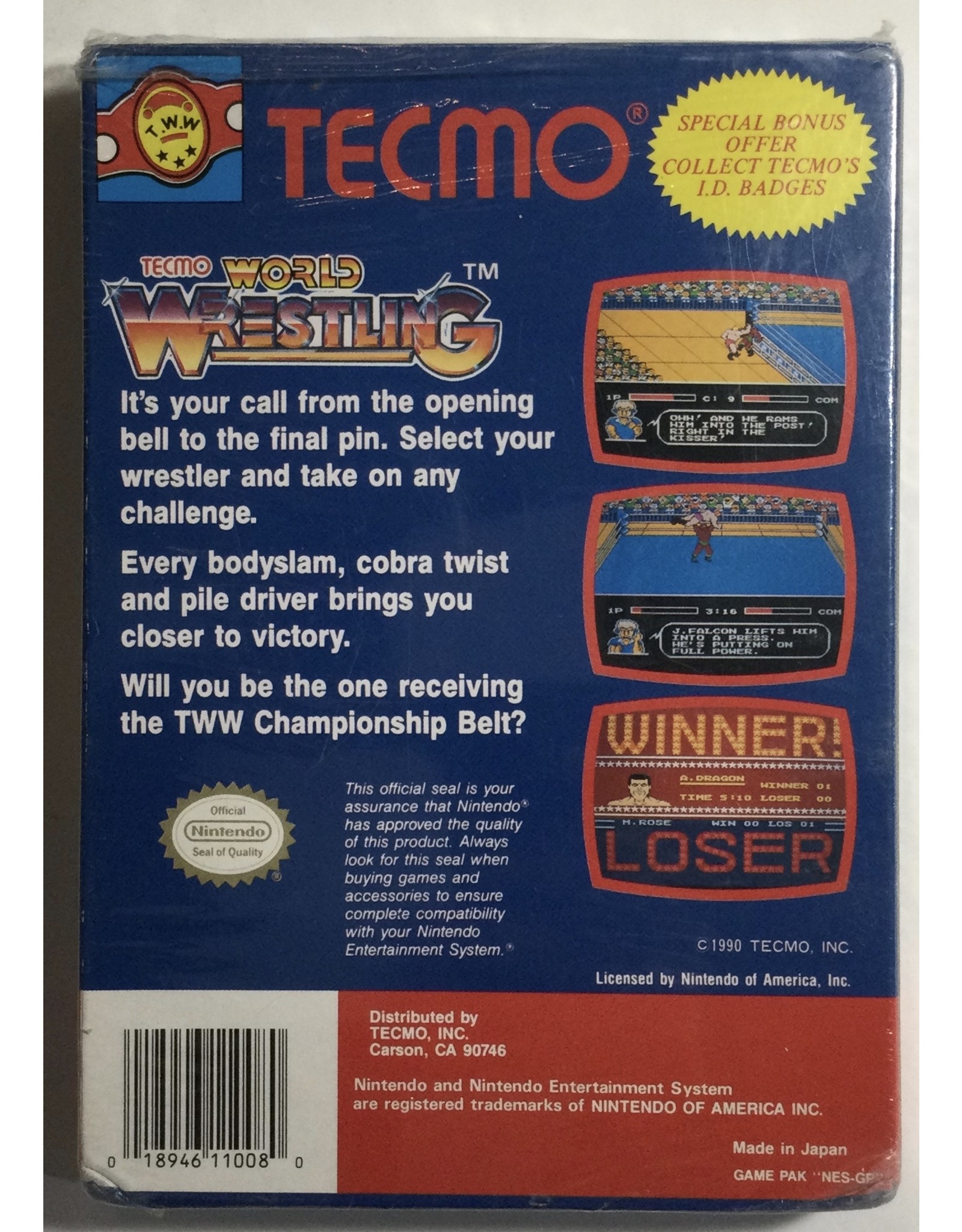 TECMO World Wrestling for Nintendo Entertainment System (NES)