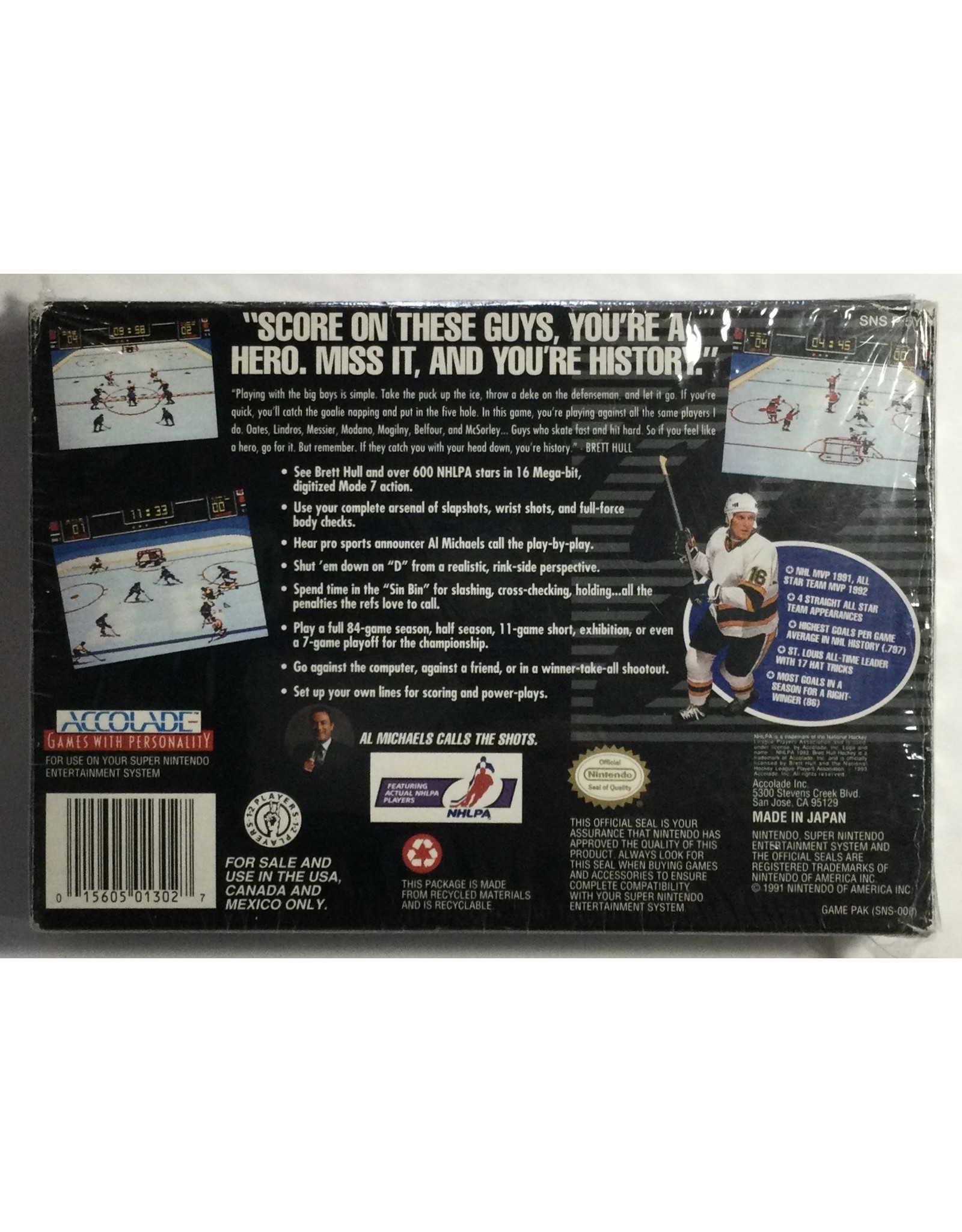 ACCOLADE Brett Hull Hockey for Super Nintendo Entertainment System (SNES) - CIB