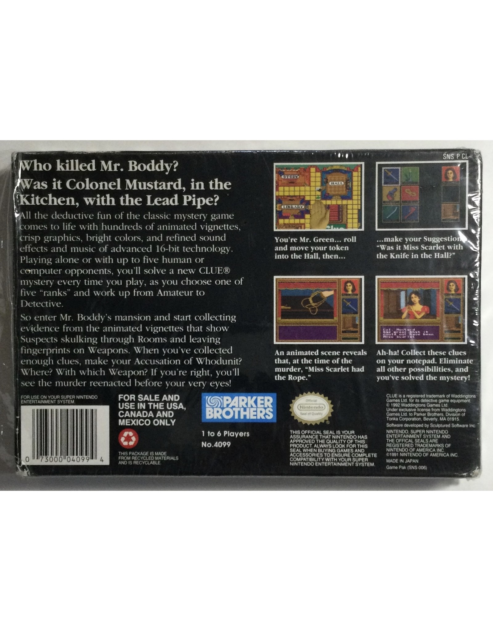 PARKER BROTHERS Clue for Super Nintendo Entertainment System (SNES) - CIB