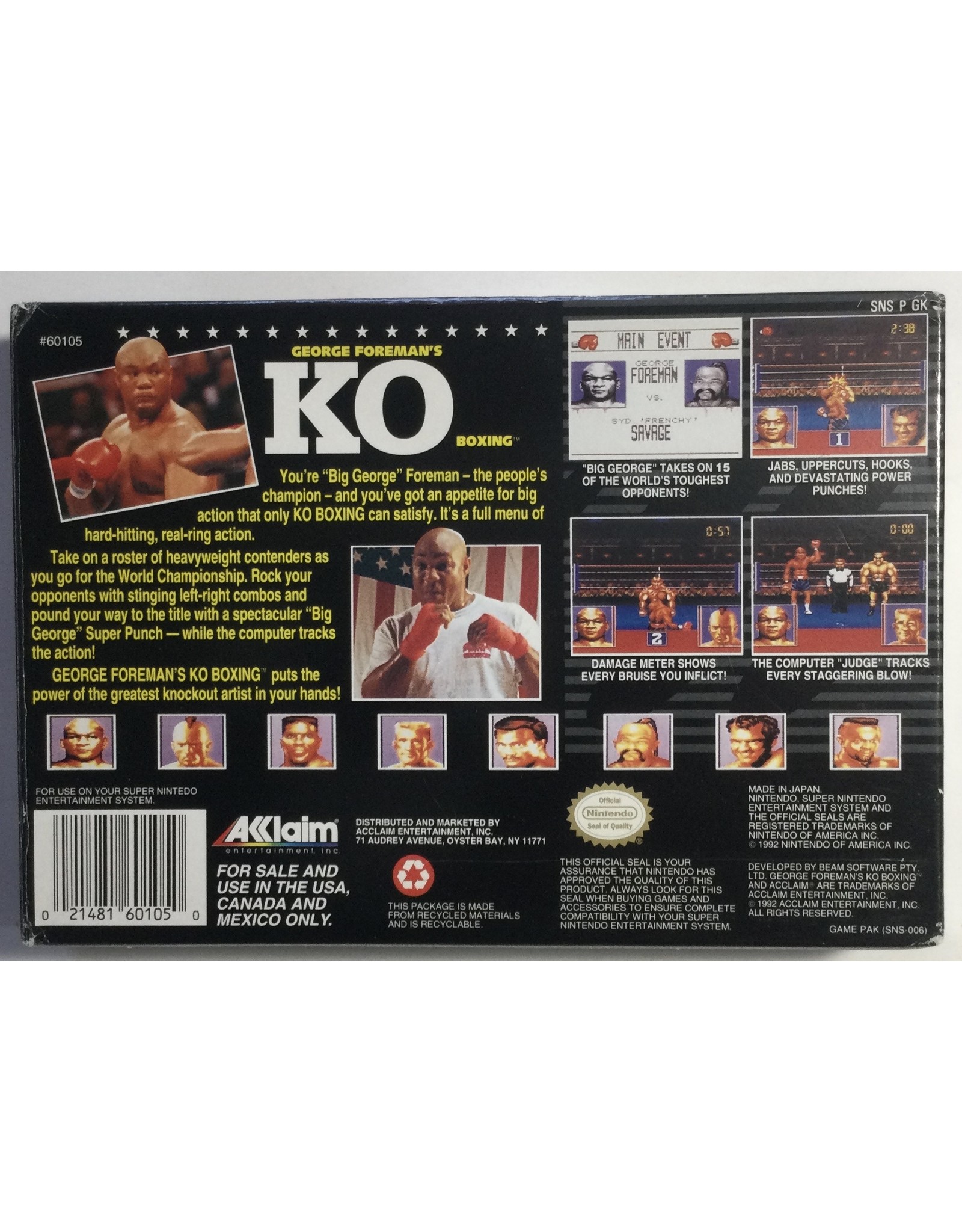 ACCLAIM George Foreman's KO Boxing for Super Nintendo Entertainment System (SNES)