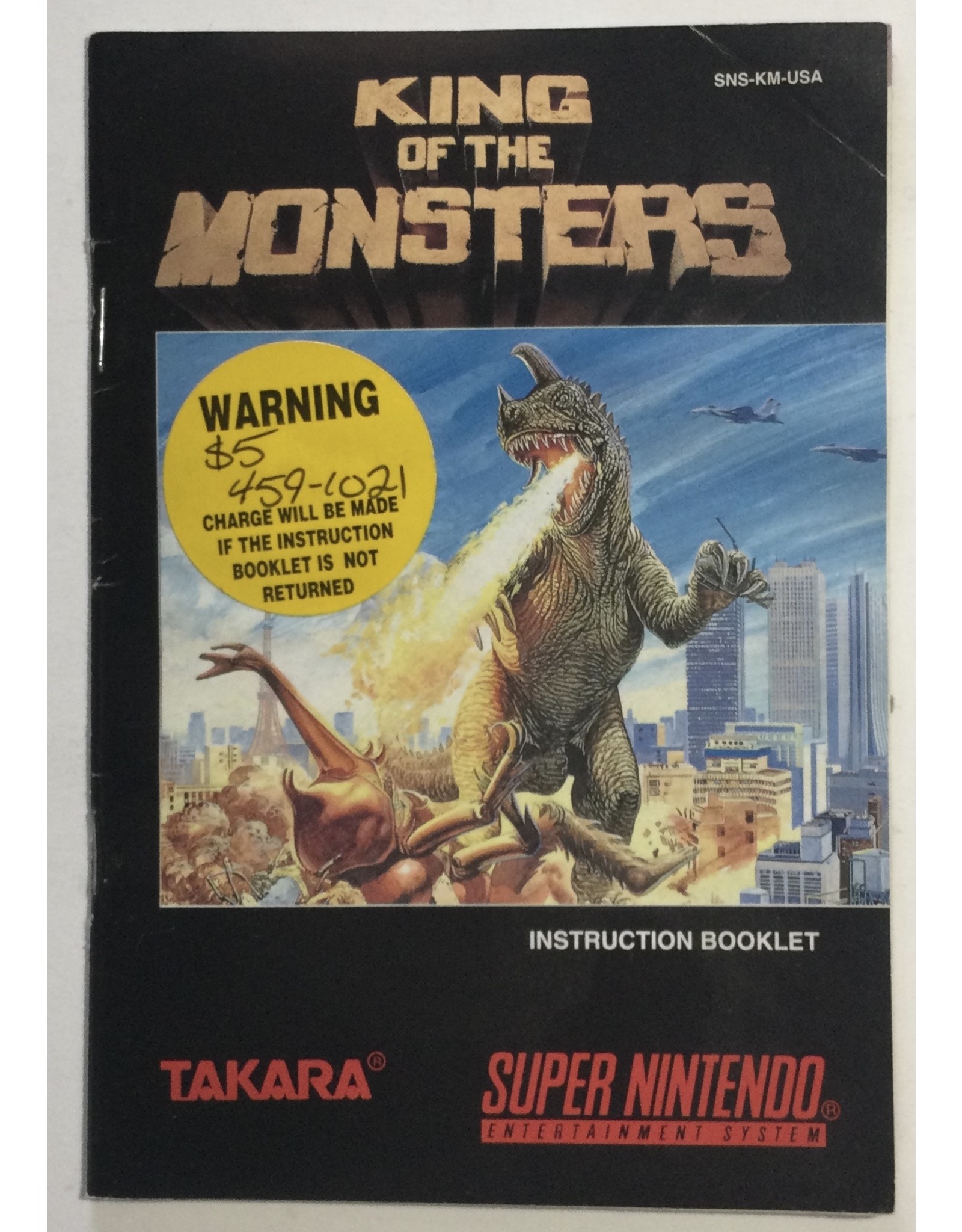 TAKARA King of the Monsters for Super Nintendo Entertainment System (SNES)
