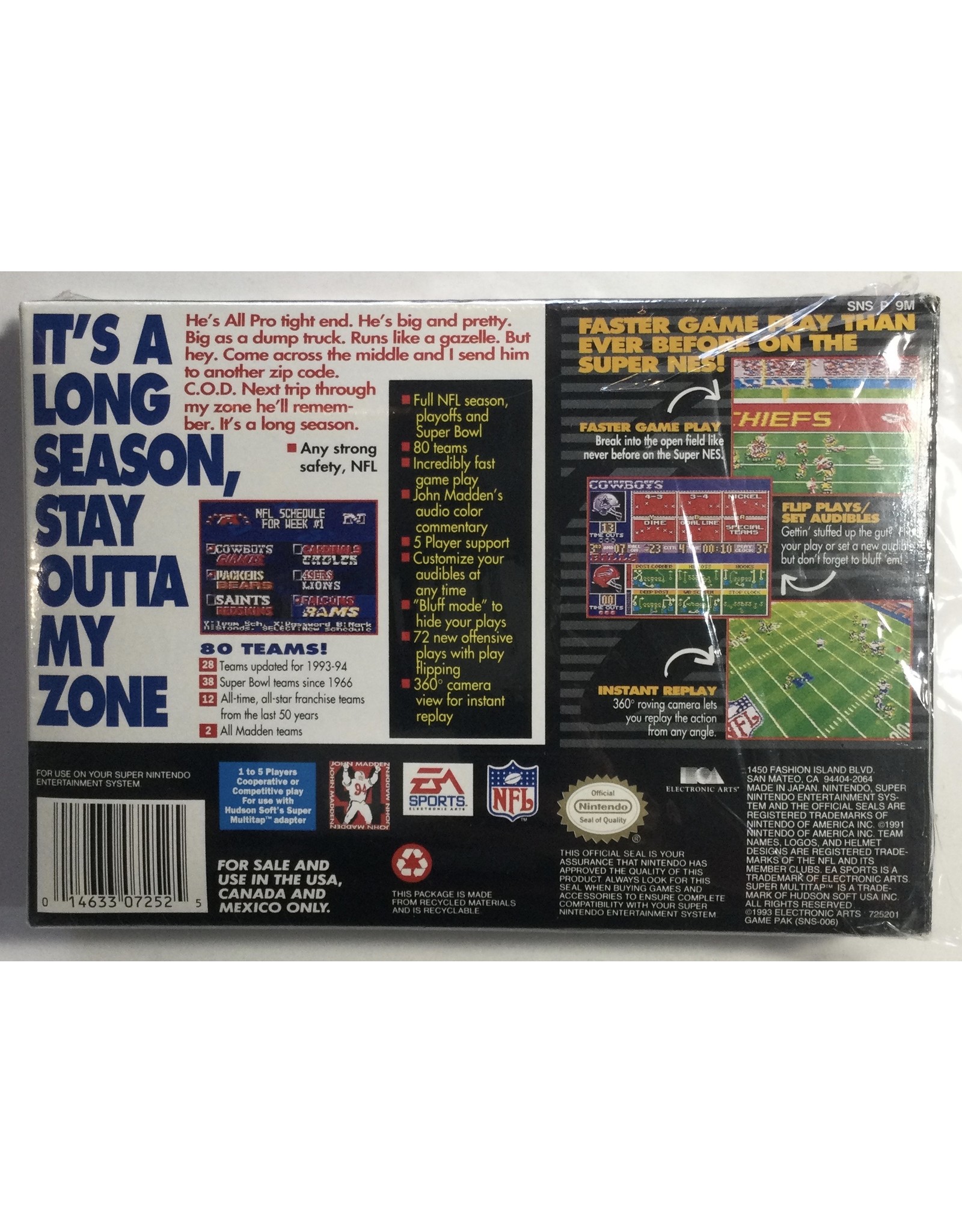 EA SPORTS Madden NFL '94 for Super Nintendo Entertainment System (SNES) - CIB