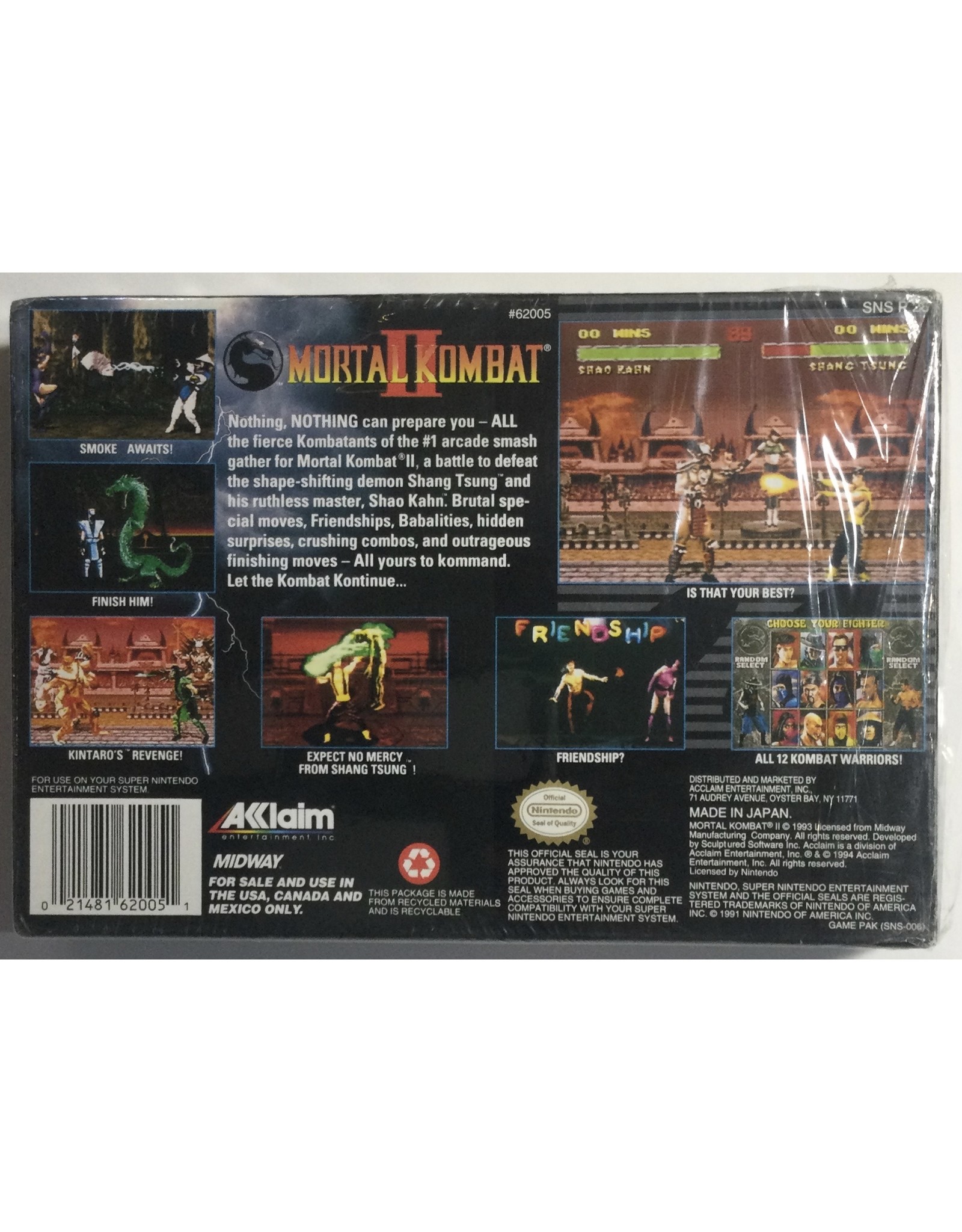 ACCLAIM Mortal Kombat II for Super Nintendo Entertainment System (SNES) - CIB