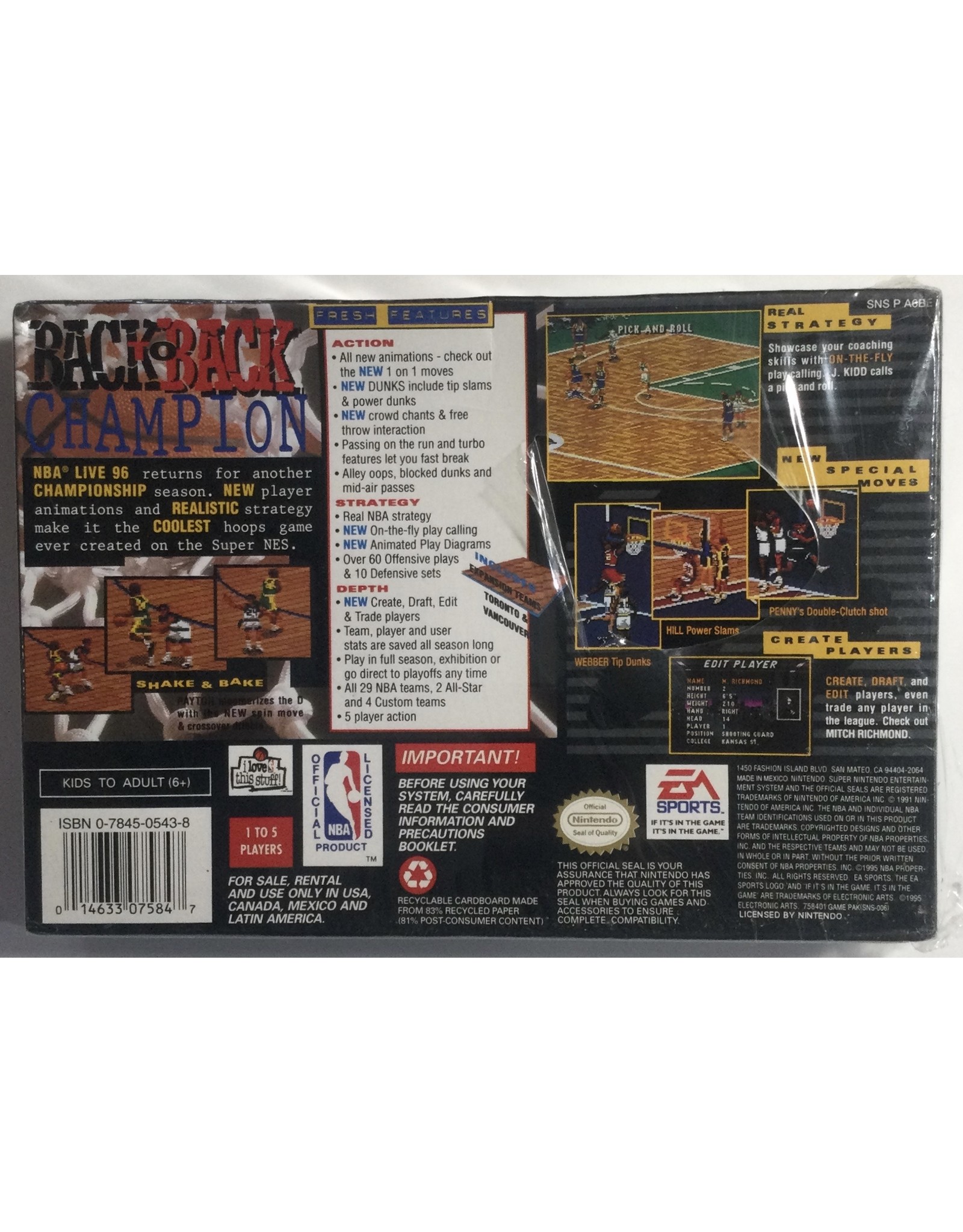 EA SPORTS NBA Live '96 for Super Nintendo Entertainment System (SNES)