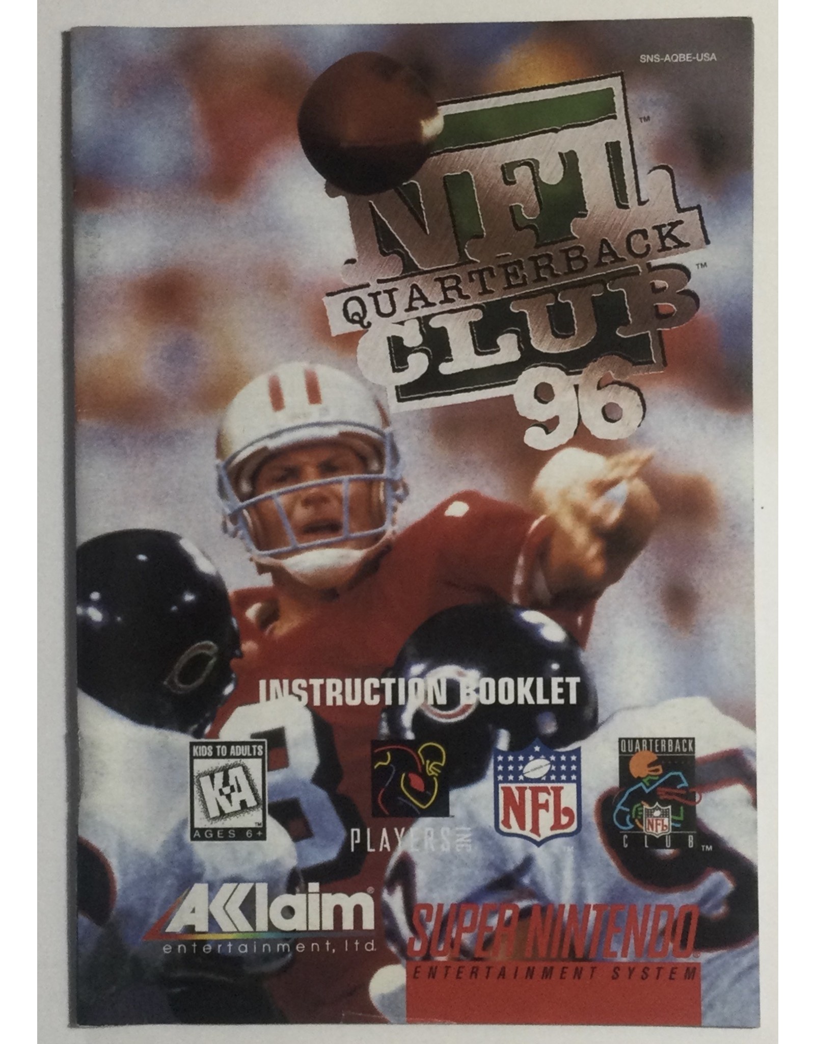 ACCLAIM NFL Quarterback Club '96 for Super Nintendo Entertainment System (SNES)