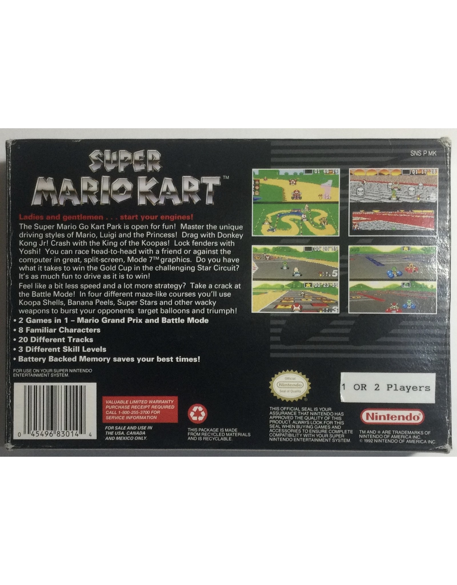 Nintendo Super Mario Kart for Super Nintendo Entertainment System (SNES)