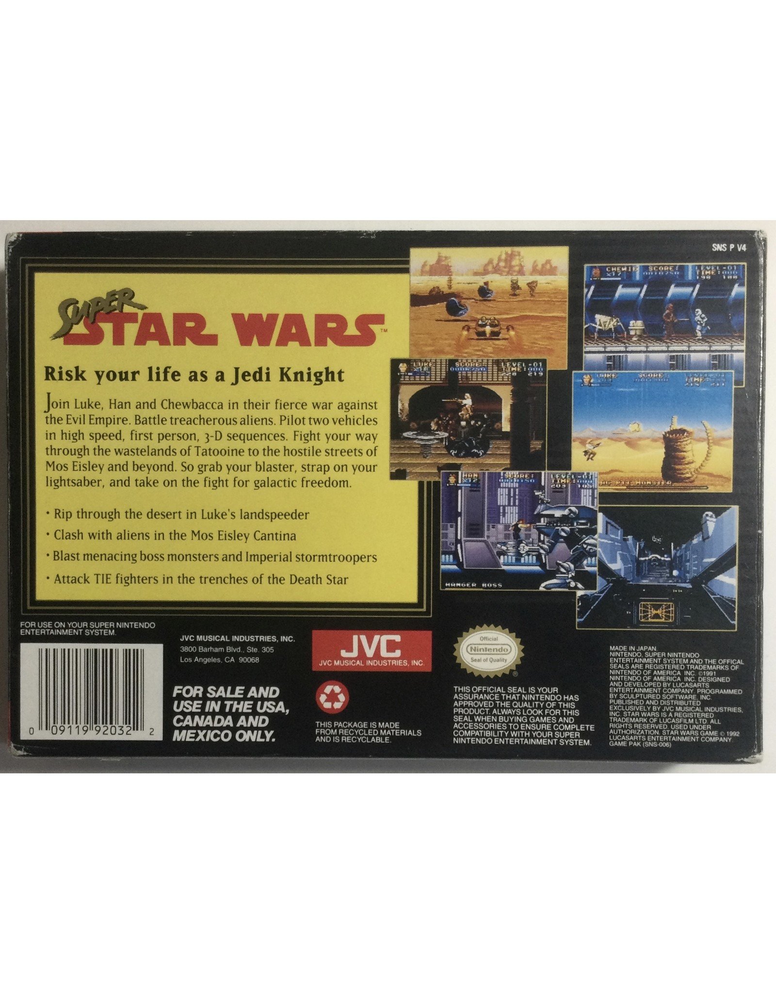 JVC Super Star Wars for Super Nintendo Entertainment System (SNES)