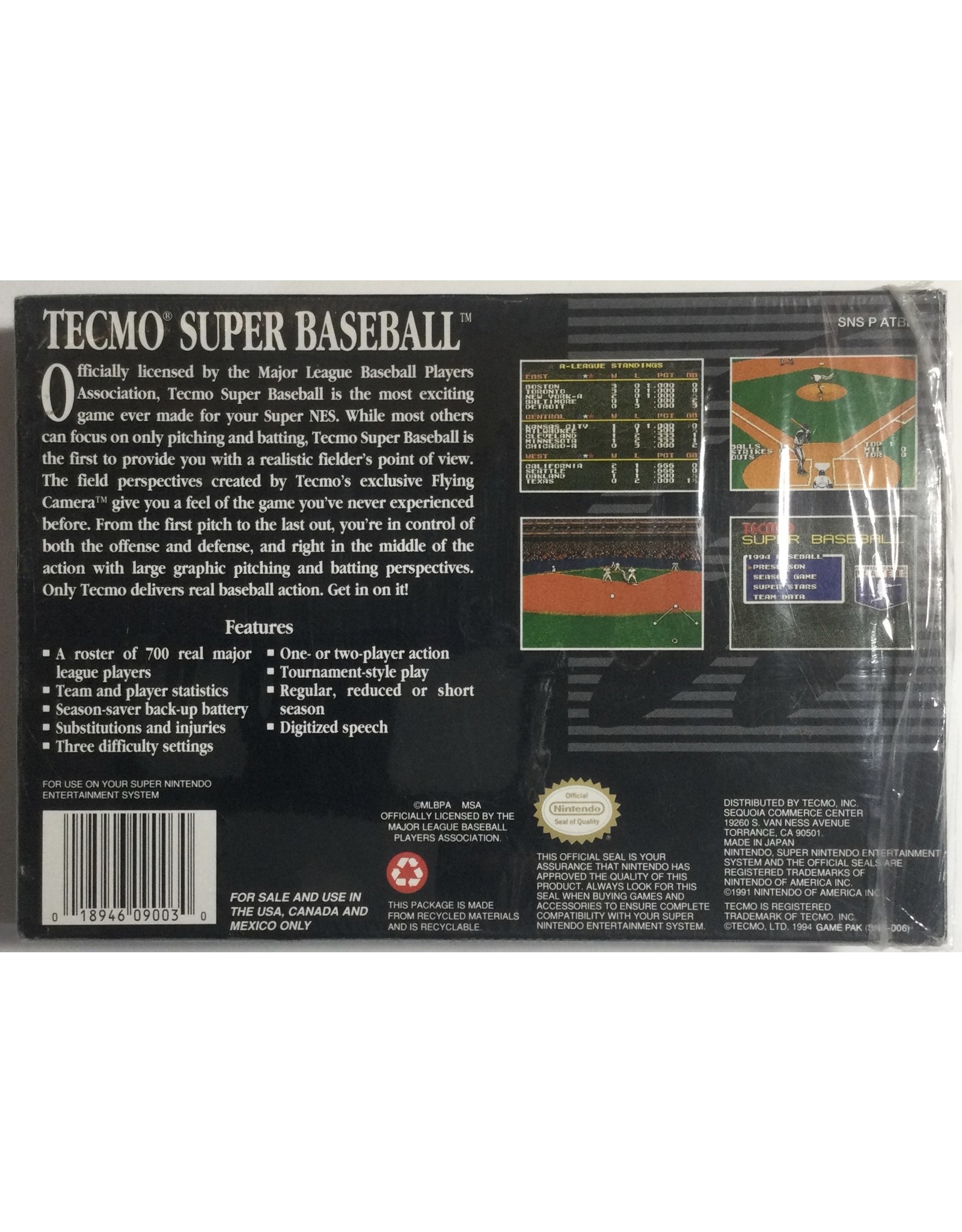 TECMO Super Baseball for Super Nintendo Entertainment System (SNES)