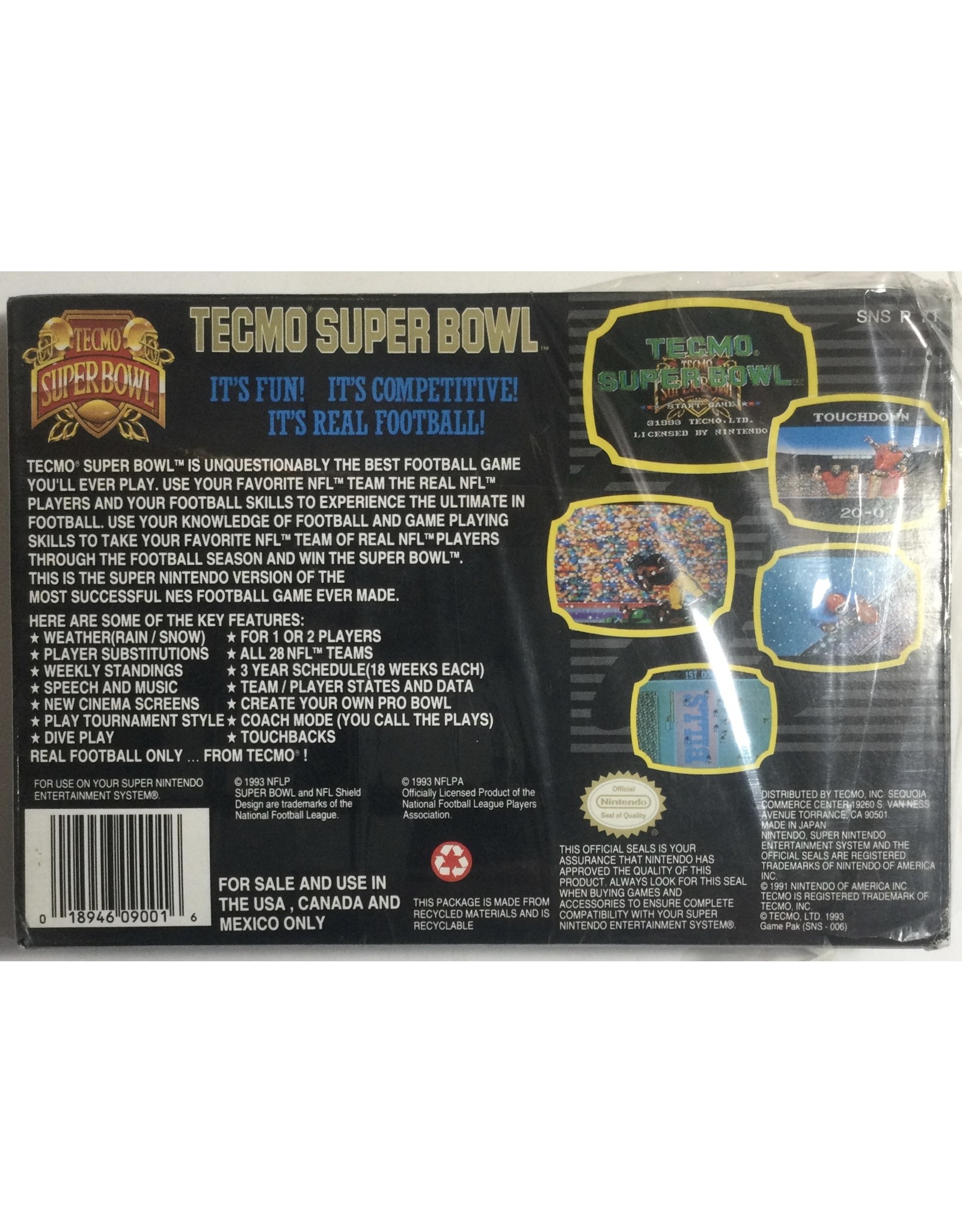 TECMO Super Bowl for Super Nintendo Entertainment System (SNES)