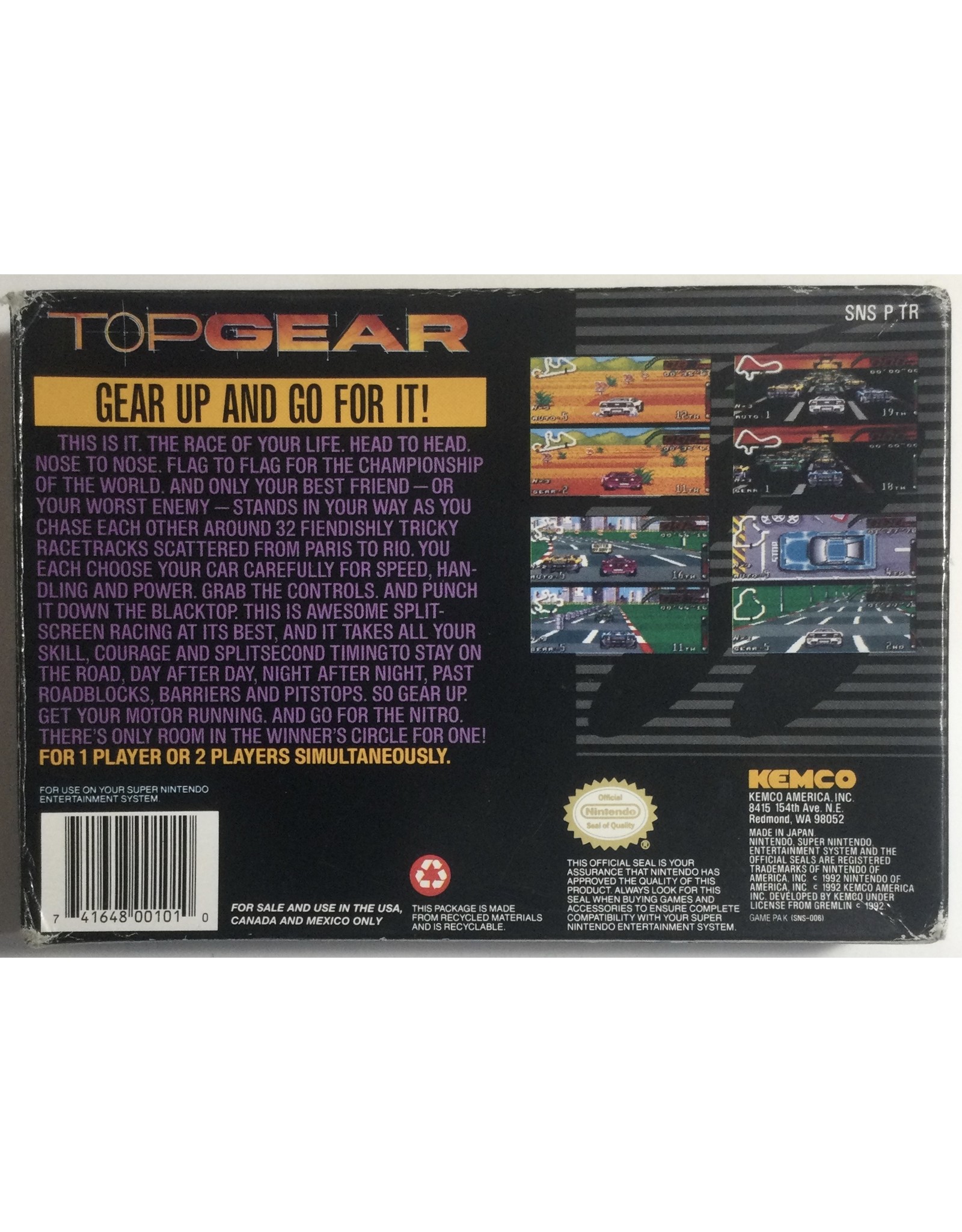 KEMCO SEIKA Top Gear for Super Nintendo Entertainment System (SNES)