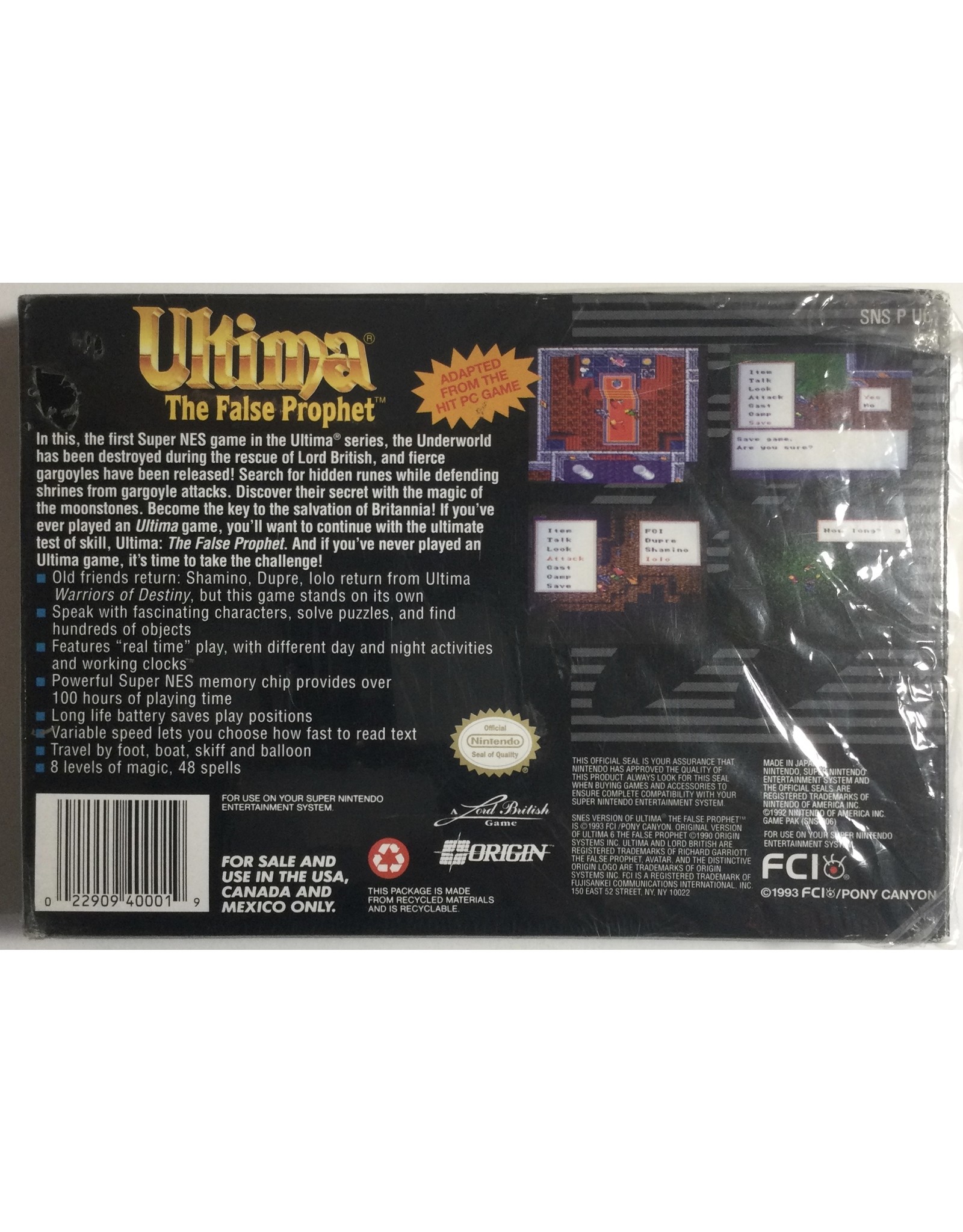 FCI Ultima the False Prophet for Super Nintendo Entertainment System (SNES)