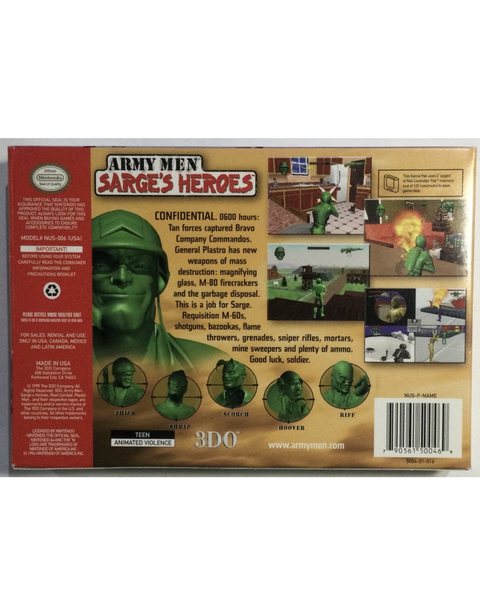 3DO Army Men Sarge's Heroes for Nintendo 64 (N64)