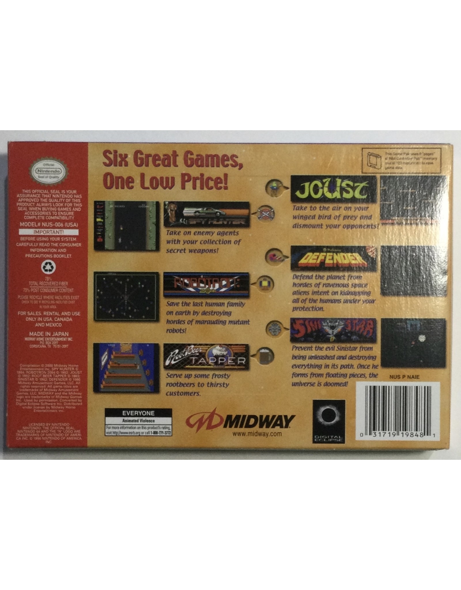 MIDWAY Greatest Arcade Hits Vol. 1 for Nintendo 64 (N64) - CIB