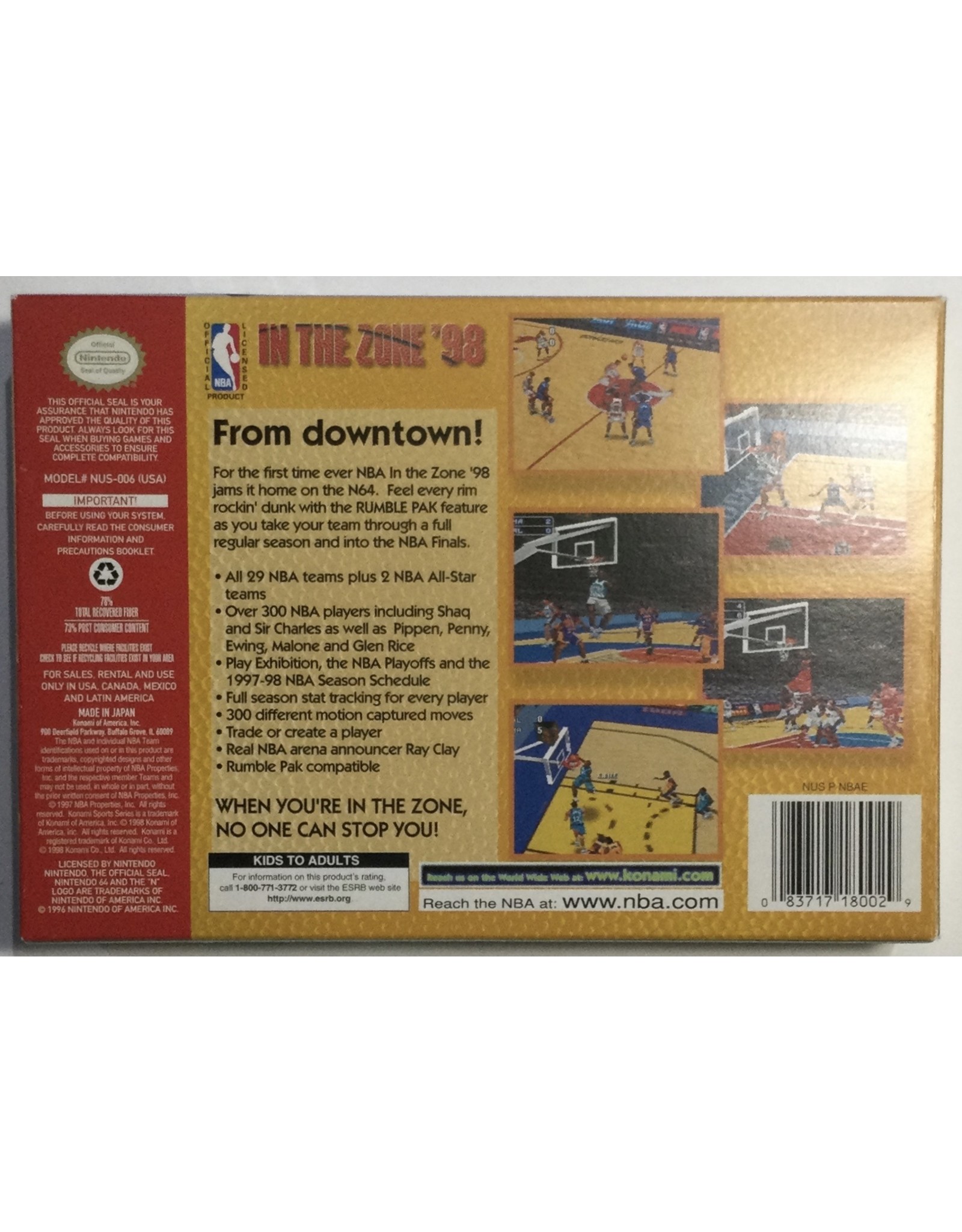 KONAMI In the Zone '98 for Nintendo 64 (N64) - CIB