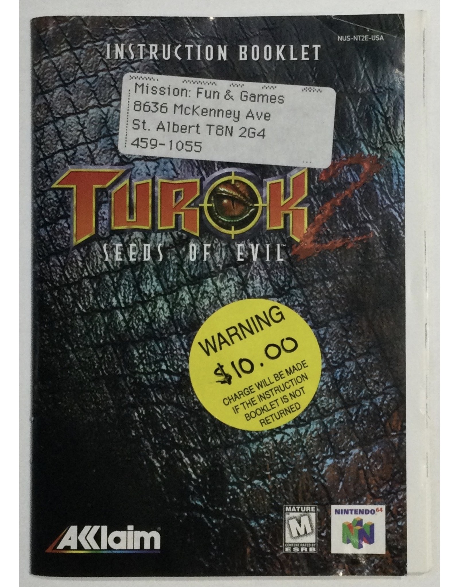 ACCLAIM Turok 2 Seeds of Evil for Nintendo 64 (N64) - CIB
