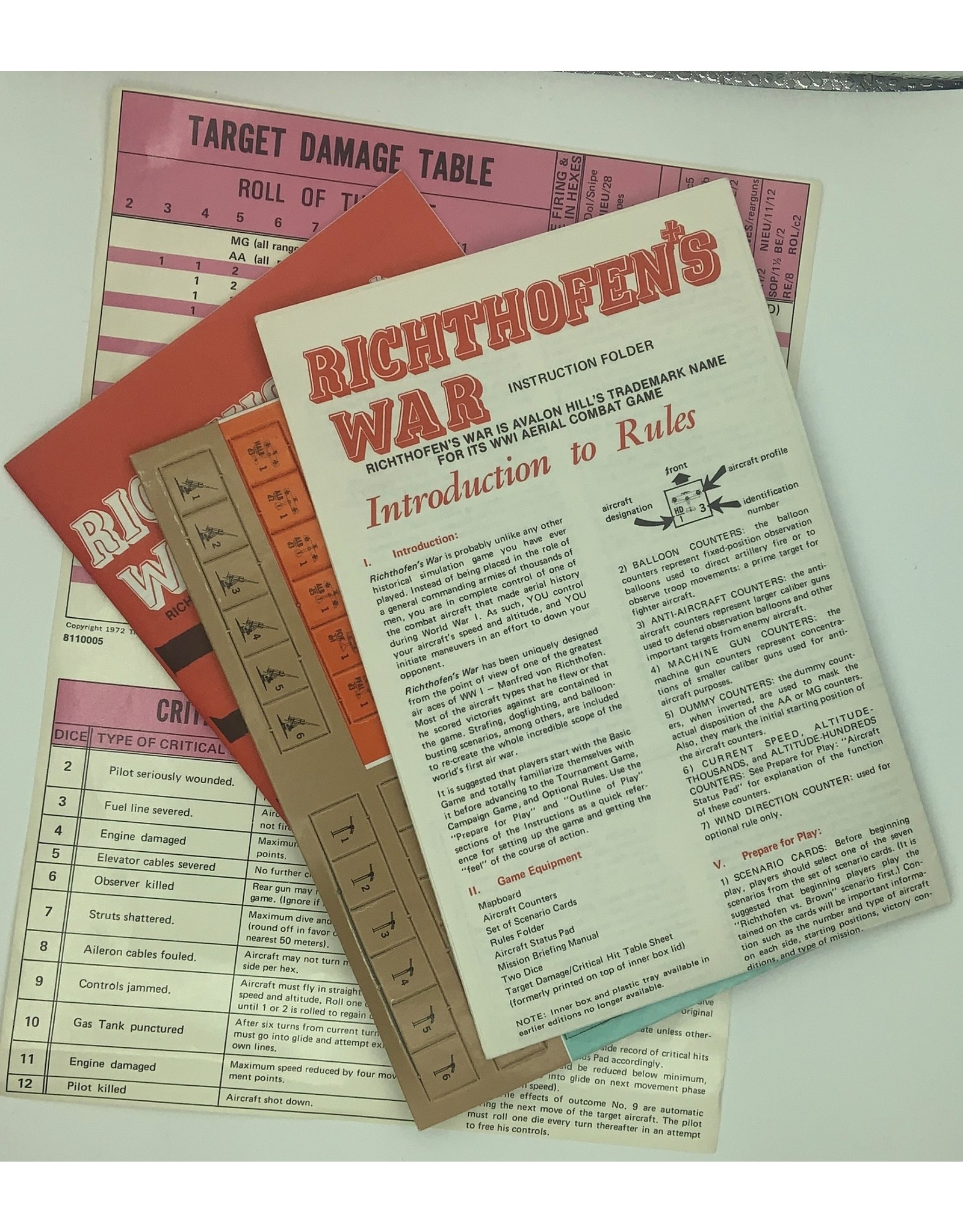 Avalon Hill Game Company Richthofen's War: The Air War 1916-1918 (1972) (used)