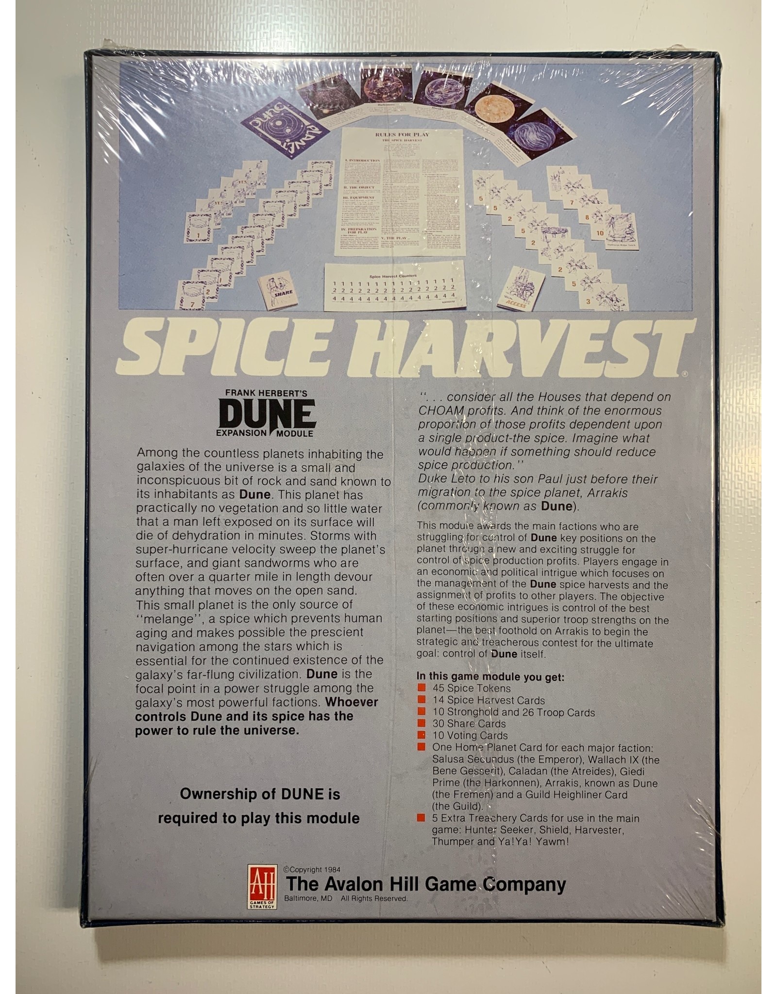 Avalon Hill Game Company Dune: Space Harvest (1984) NIS