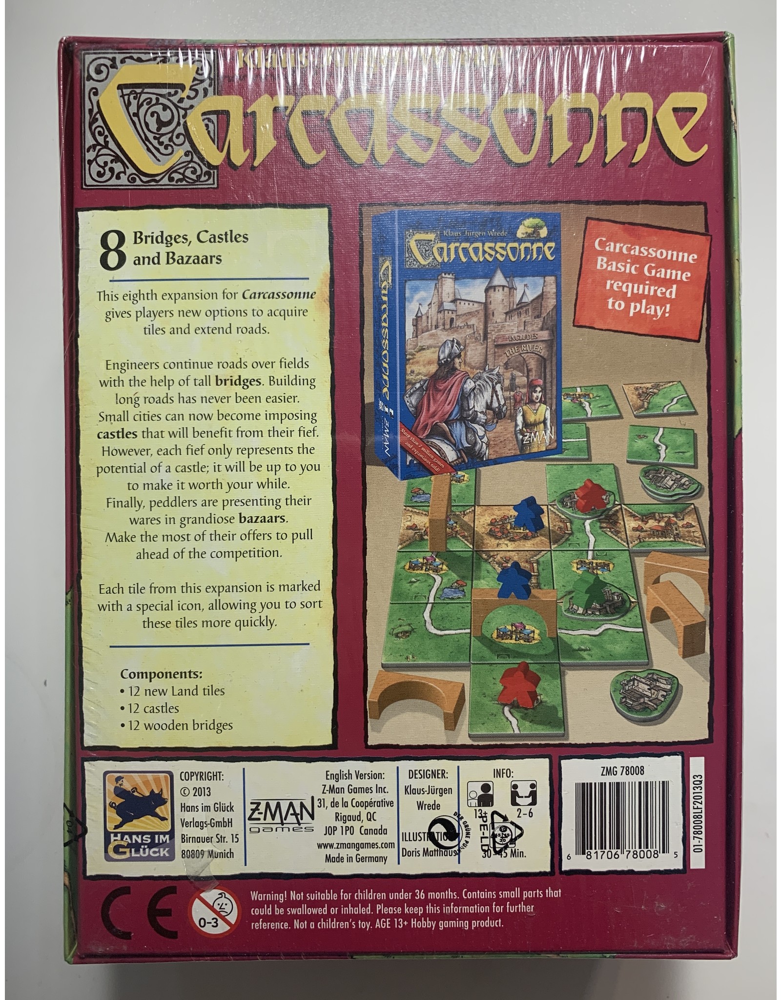 Z-Man Games Carcassonne First Edition Expansion 8: Castles, Bridges & Bazaars