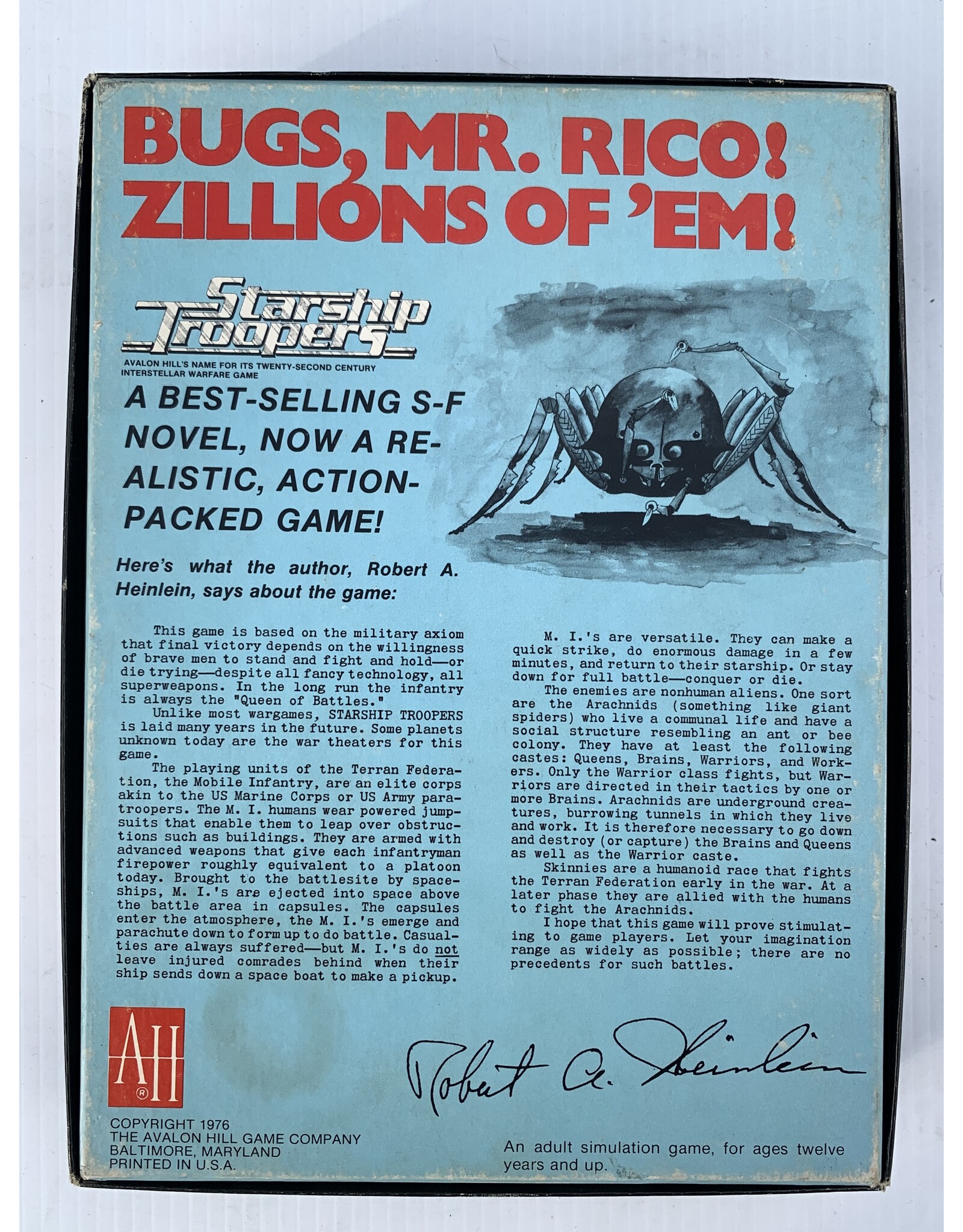 Avalon Hill Game Company Starship Troopers (1976) (used) (Purple cover)